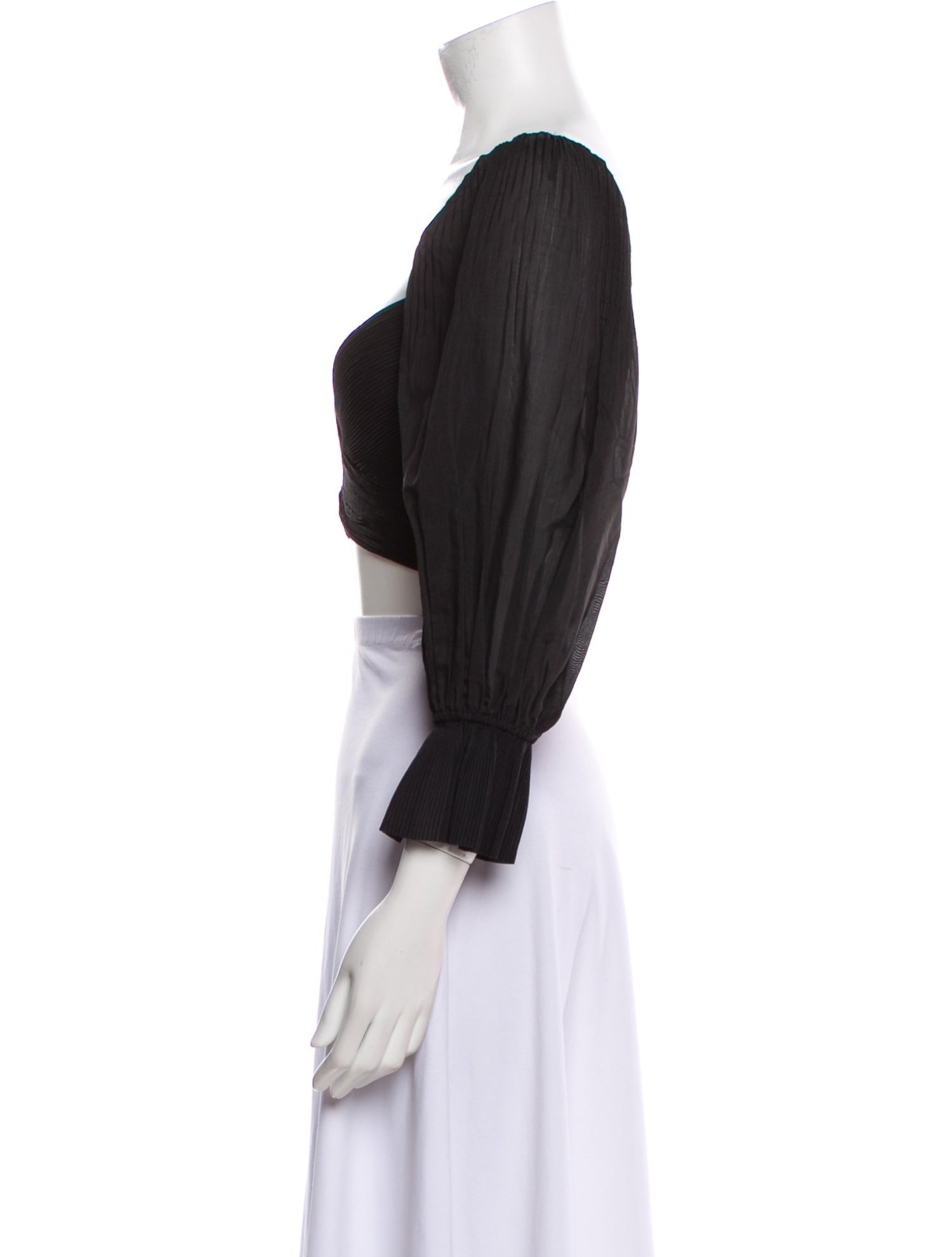 Zimmermann V-Neck Three-Quarter Sleeve Crop Top