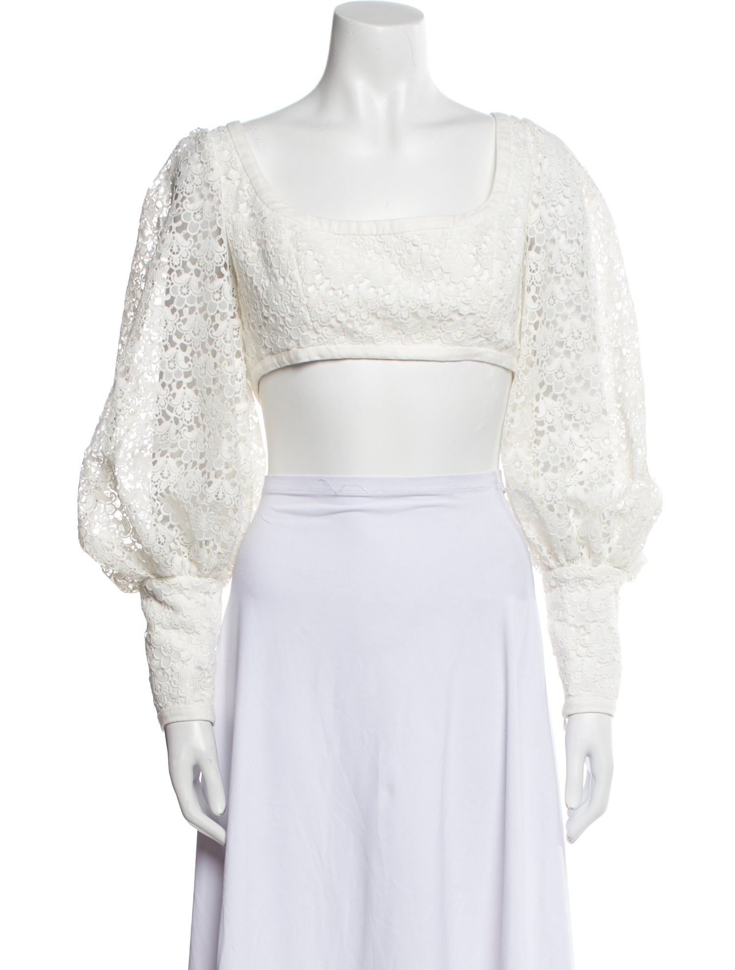 Zimmermann Square Neckline Long Sleeve Crop Top