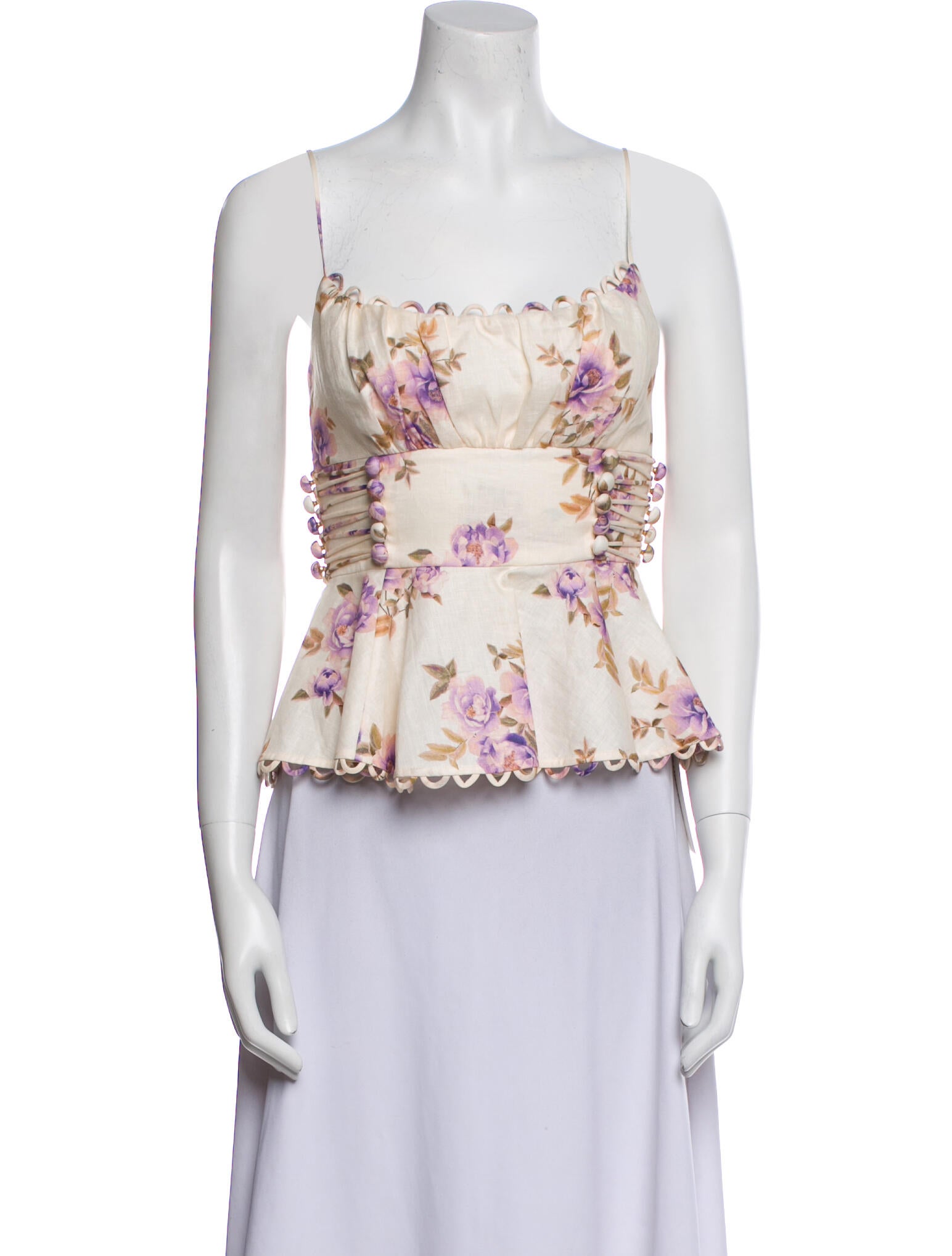 Zimmermann Linen Floral Print Crop Top w/ Tags