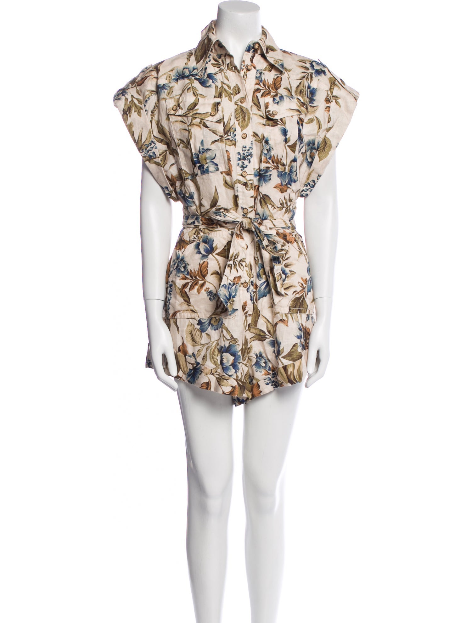 Zimmermann Linen Floral Print Romper