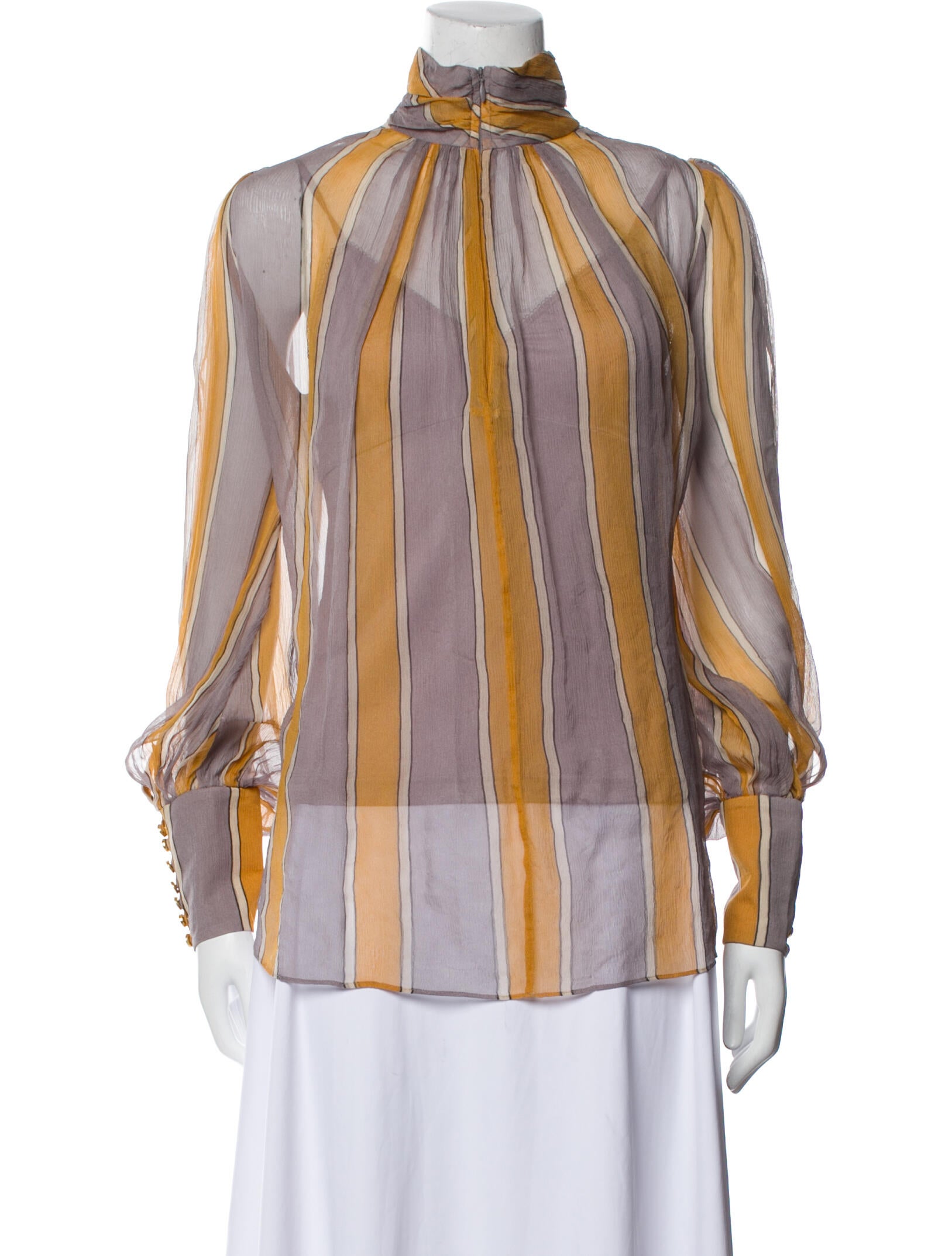 Zimmermann Striped Mock Neck Blouse