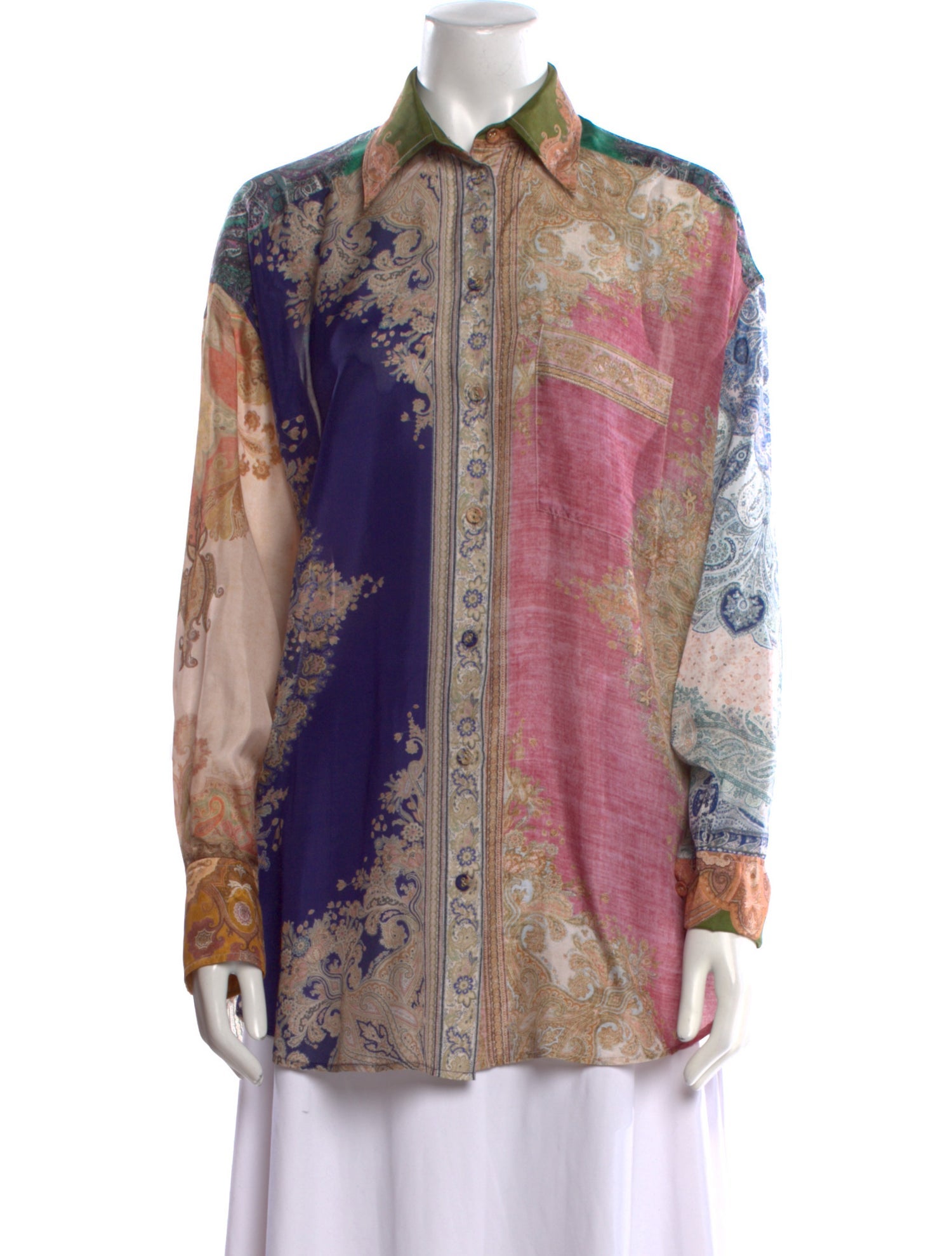 Zimmermann Silk Paisley Print Button-Up Top