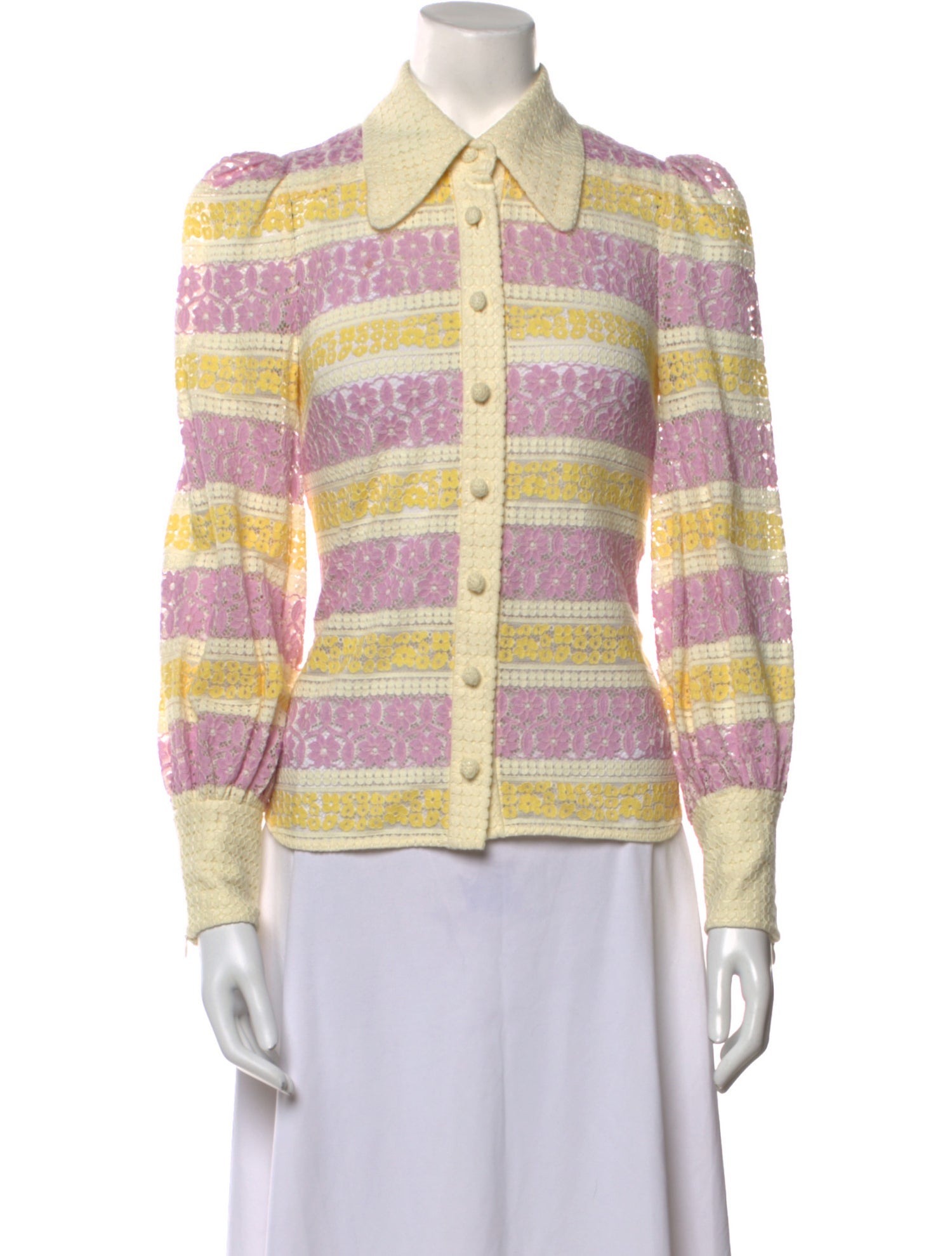 Zimmermann Patterned Long Sleeve Button-Up Top