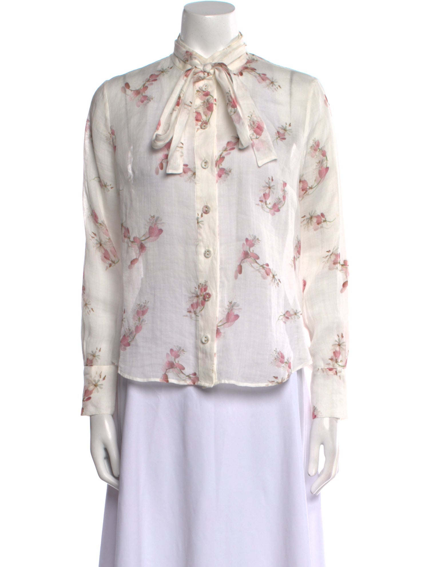 Zimmermann Floral Print Mock Neck Button-Up Top