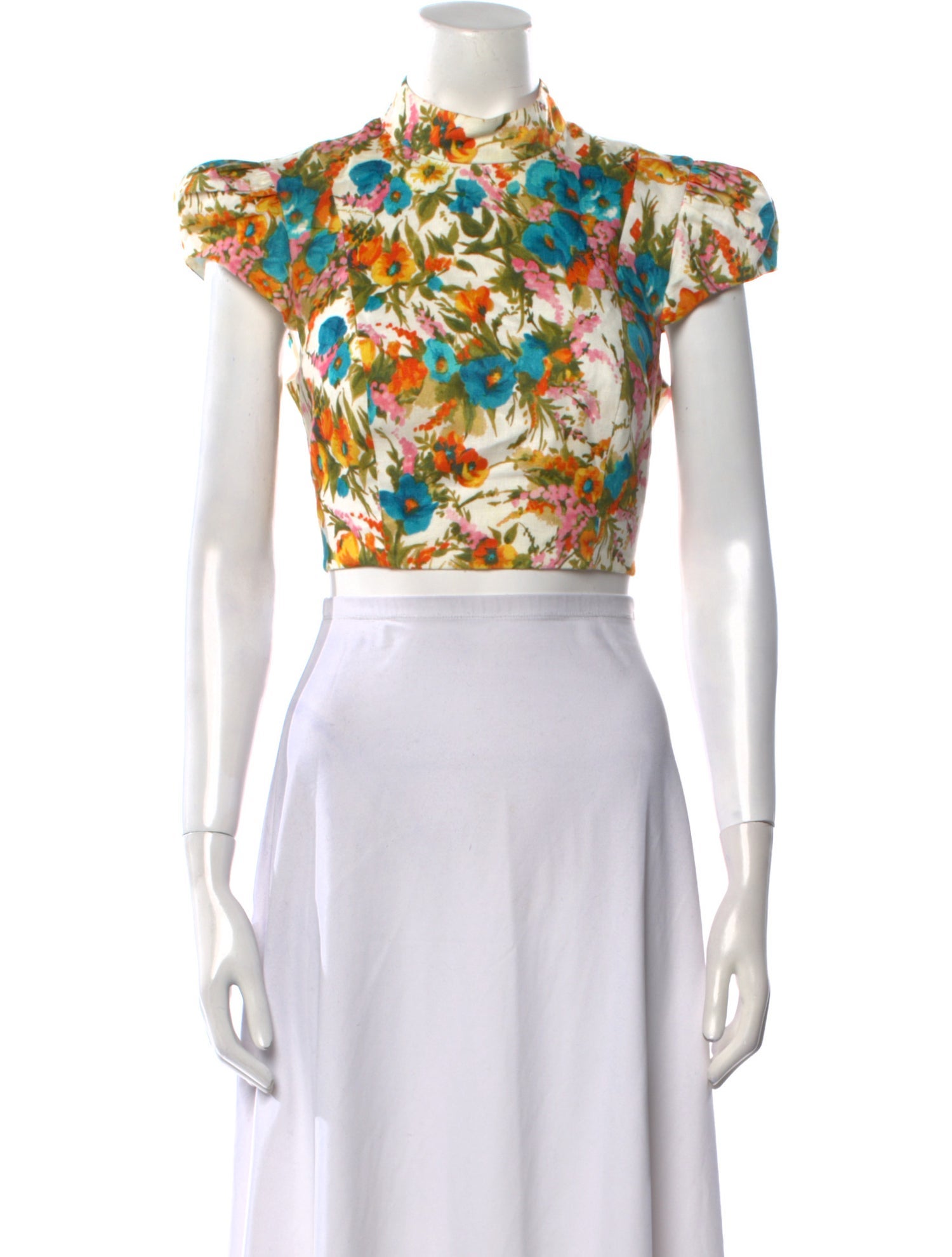 Zimmermann Linen Floral Print Crop Top