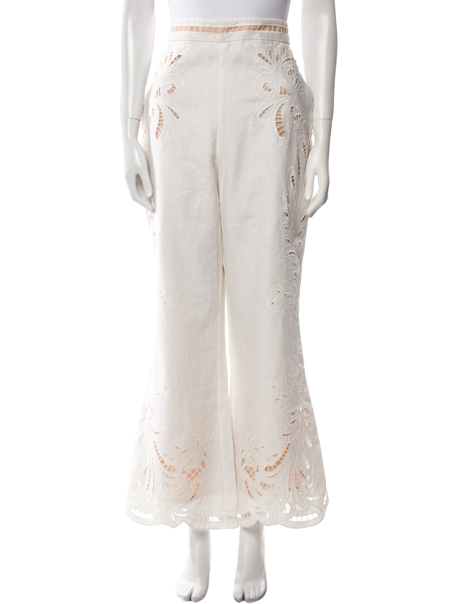 Zimmermann Wavelength Embroidered Pant Wide Leg Pants