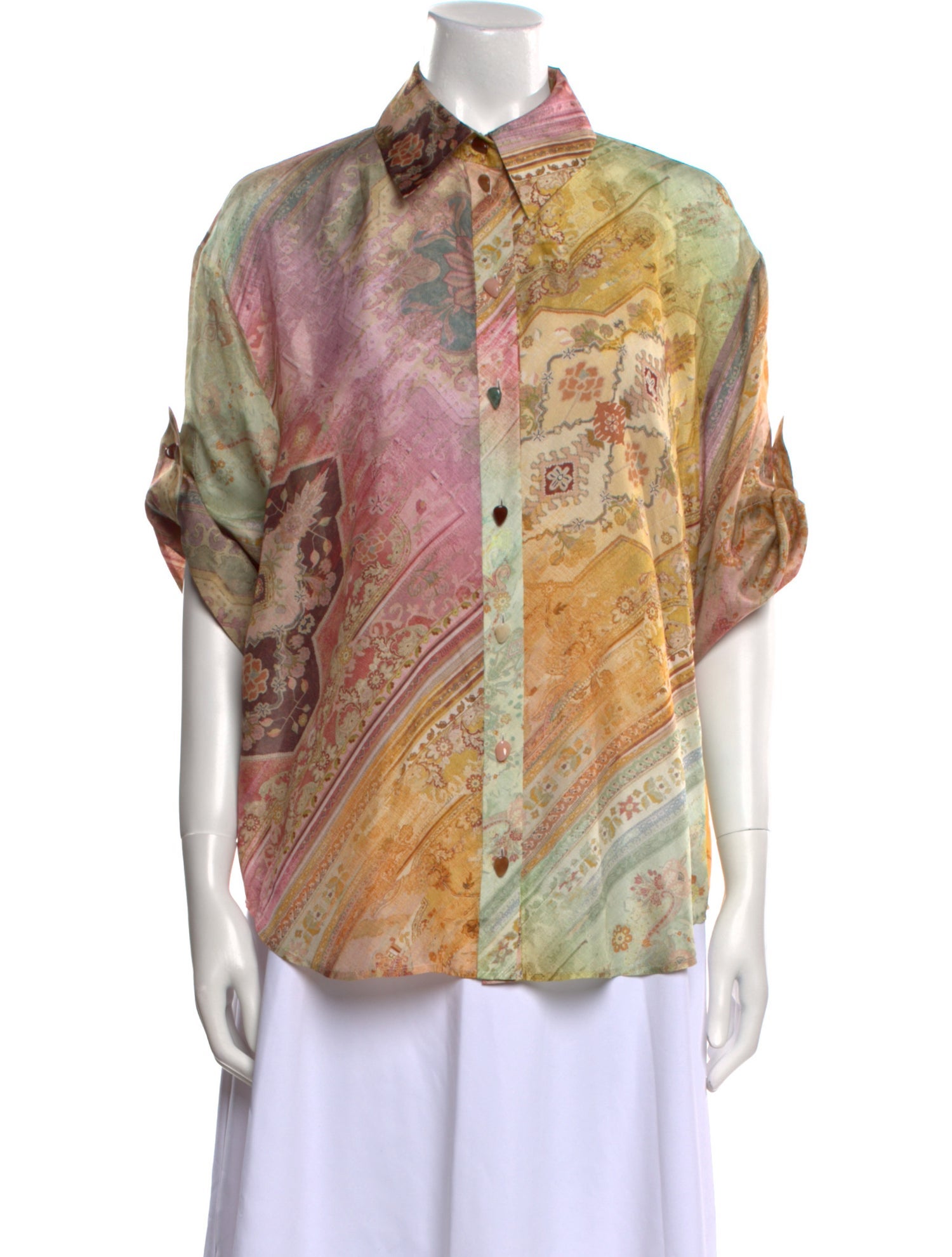Zimmermann Silk Paisley Print Button-Up Top