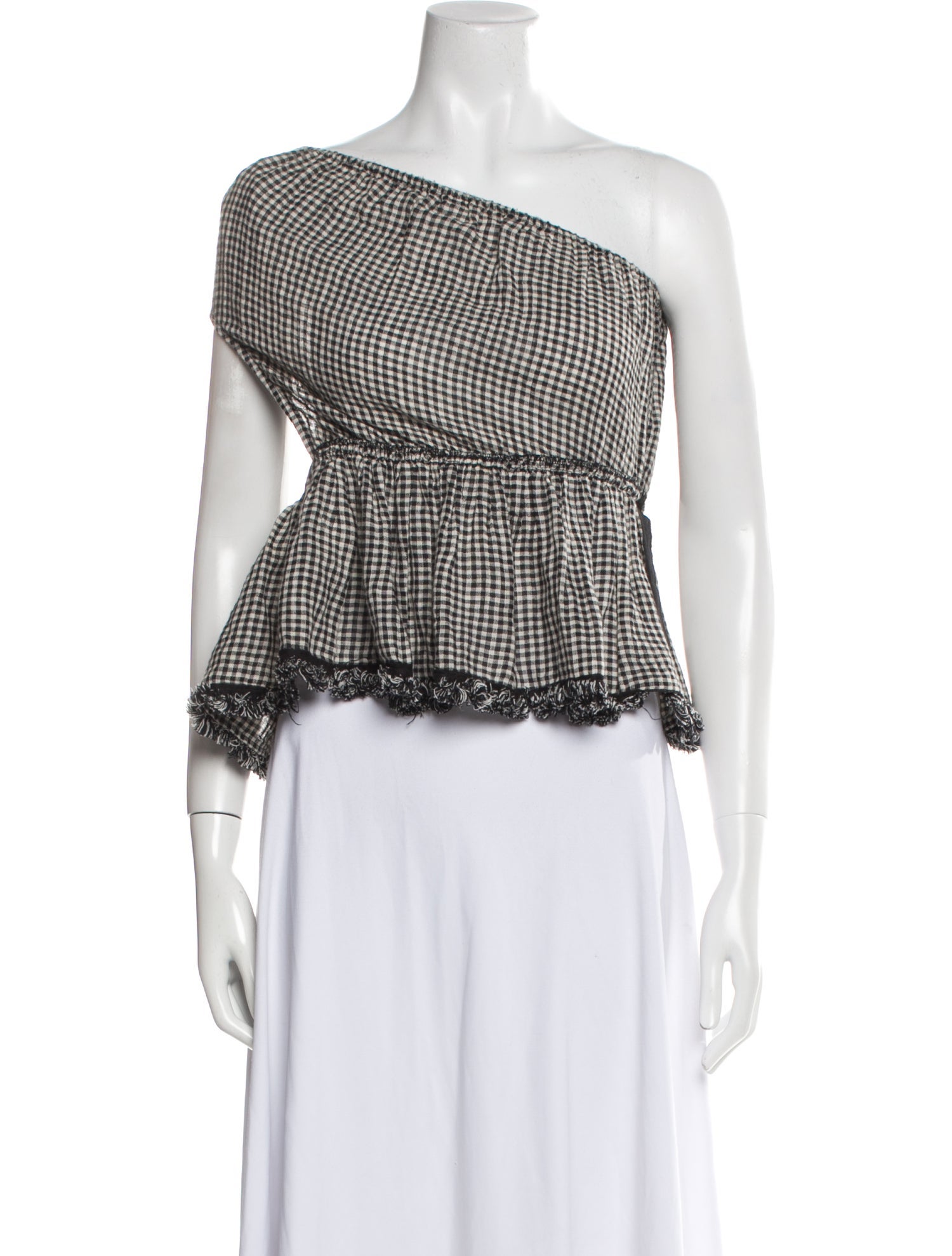 Zimmermann Linen Plaid Print Crop Top