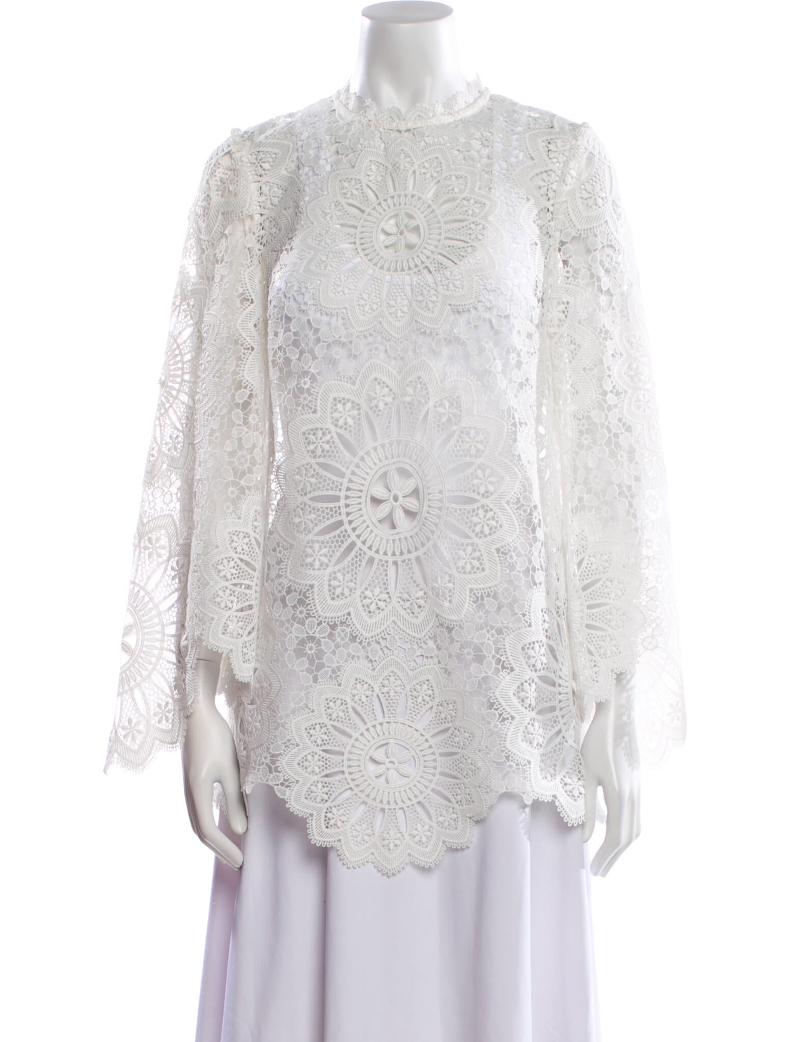 Zimmermann Lace Pattern Mock Neck Blouse