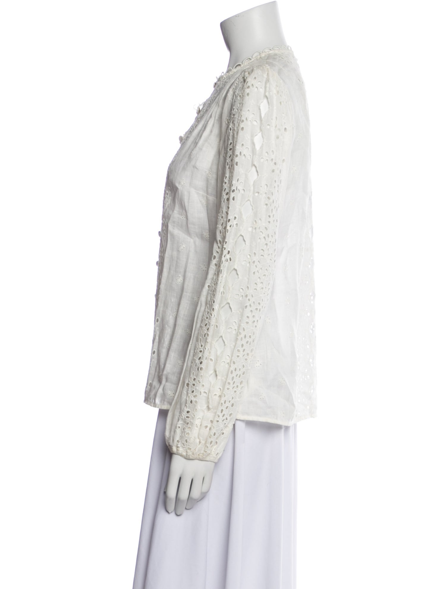 Zimmermann Linen Crew Neck Button-Up Top