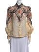 Zimmermann Linen Floral Print Button-Up Top