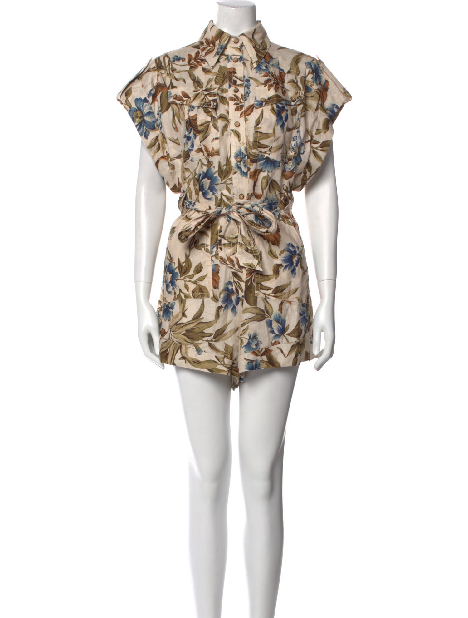 Zimmermann Linen Floral Print Romper