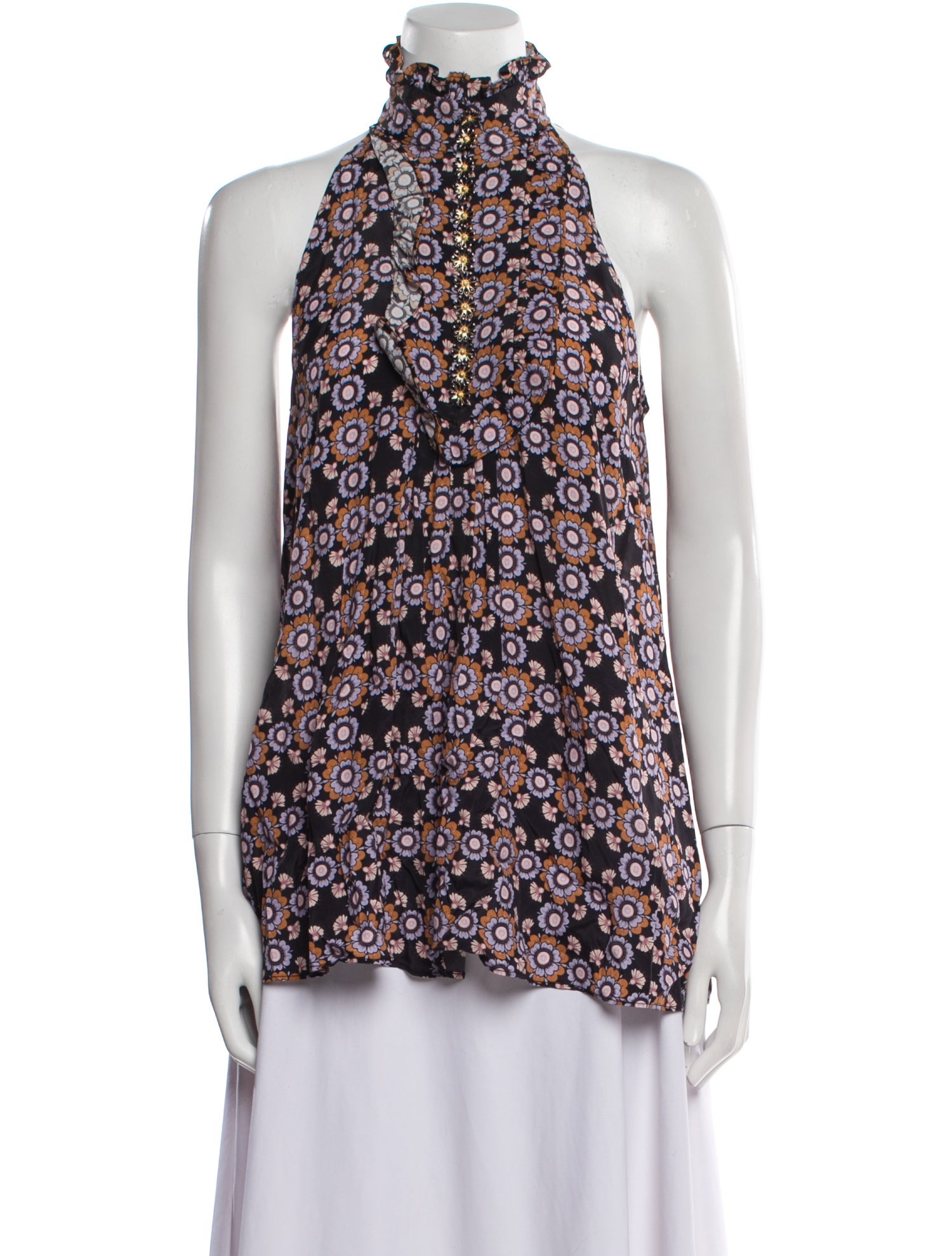 Zimmermann Floral Print Mock Neck Blouse w/ Tags