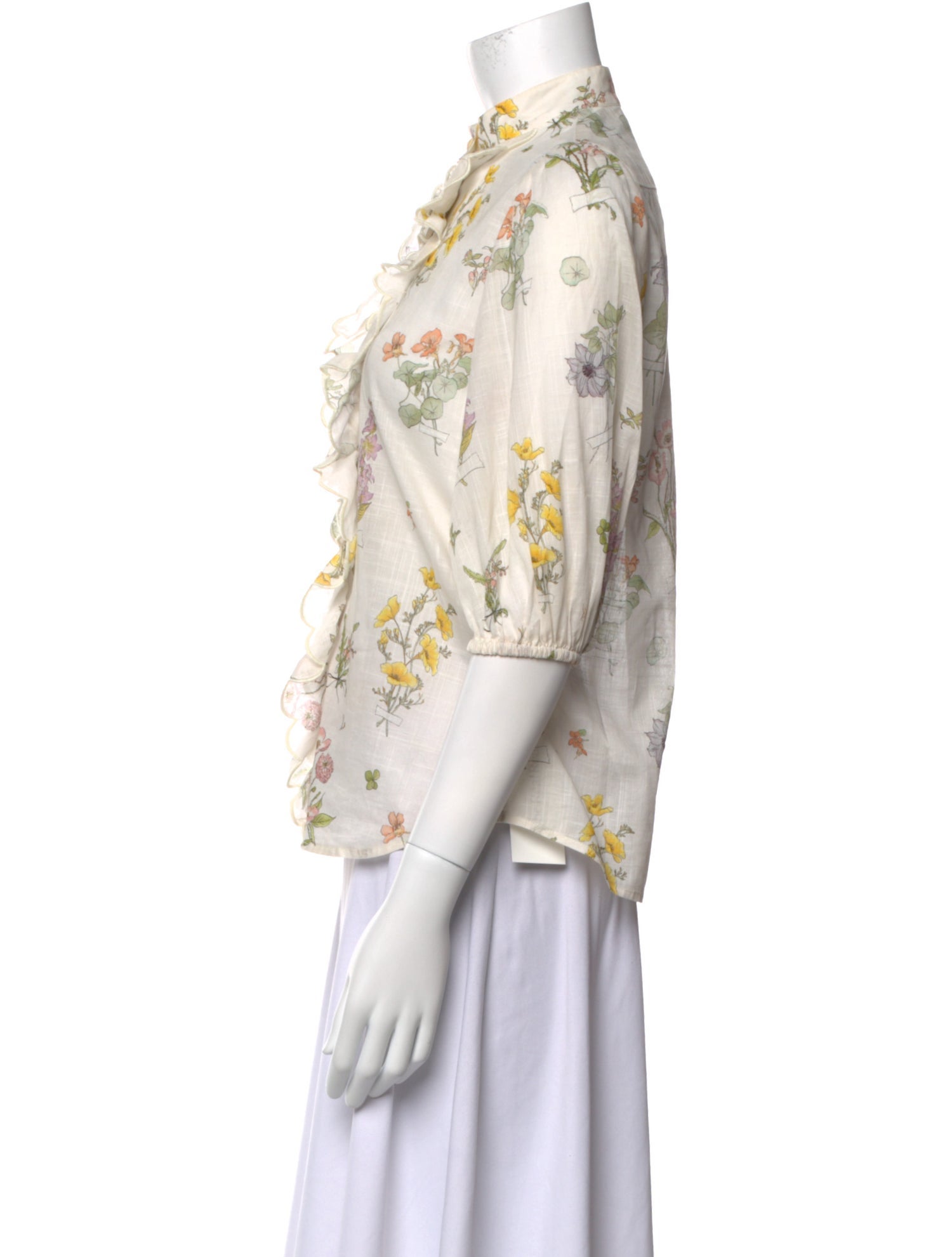 Zimmermann Floral Print Mock Neck Top