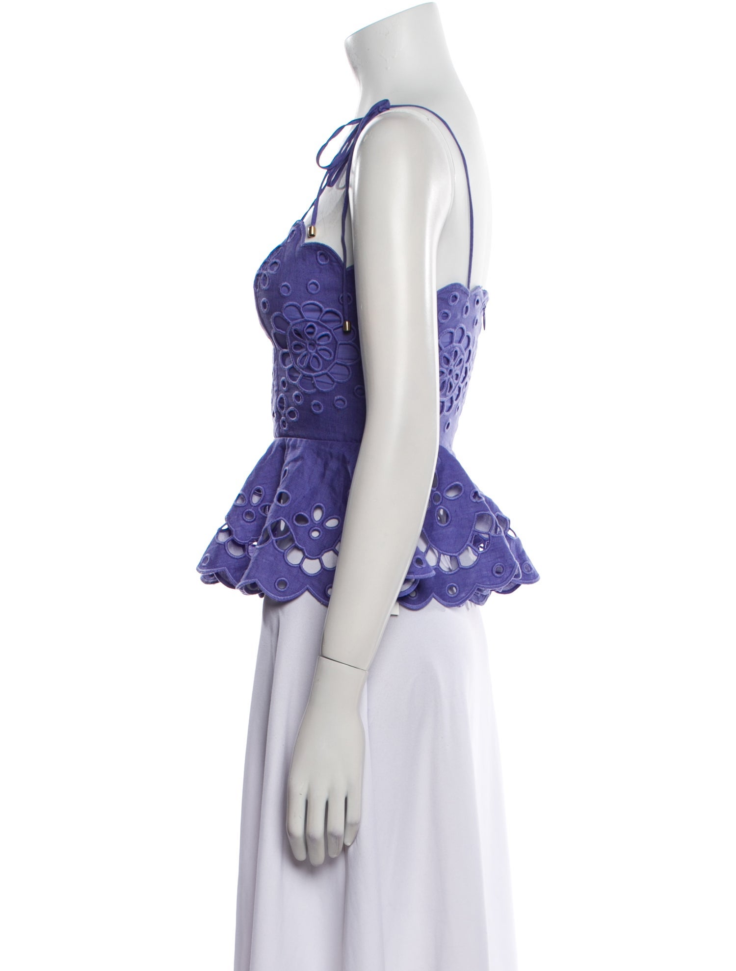 Zimmermann Linen Lace Pattern Crop Top