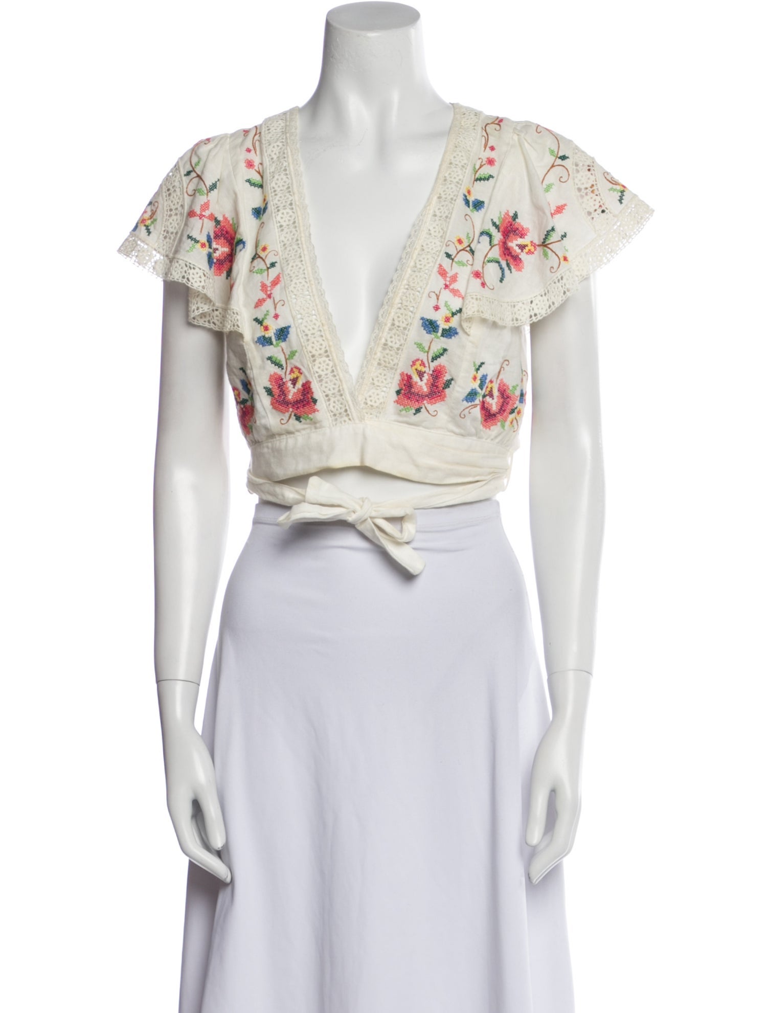 Zimmermann Linen Floral Print Crop Top