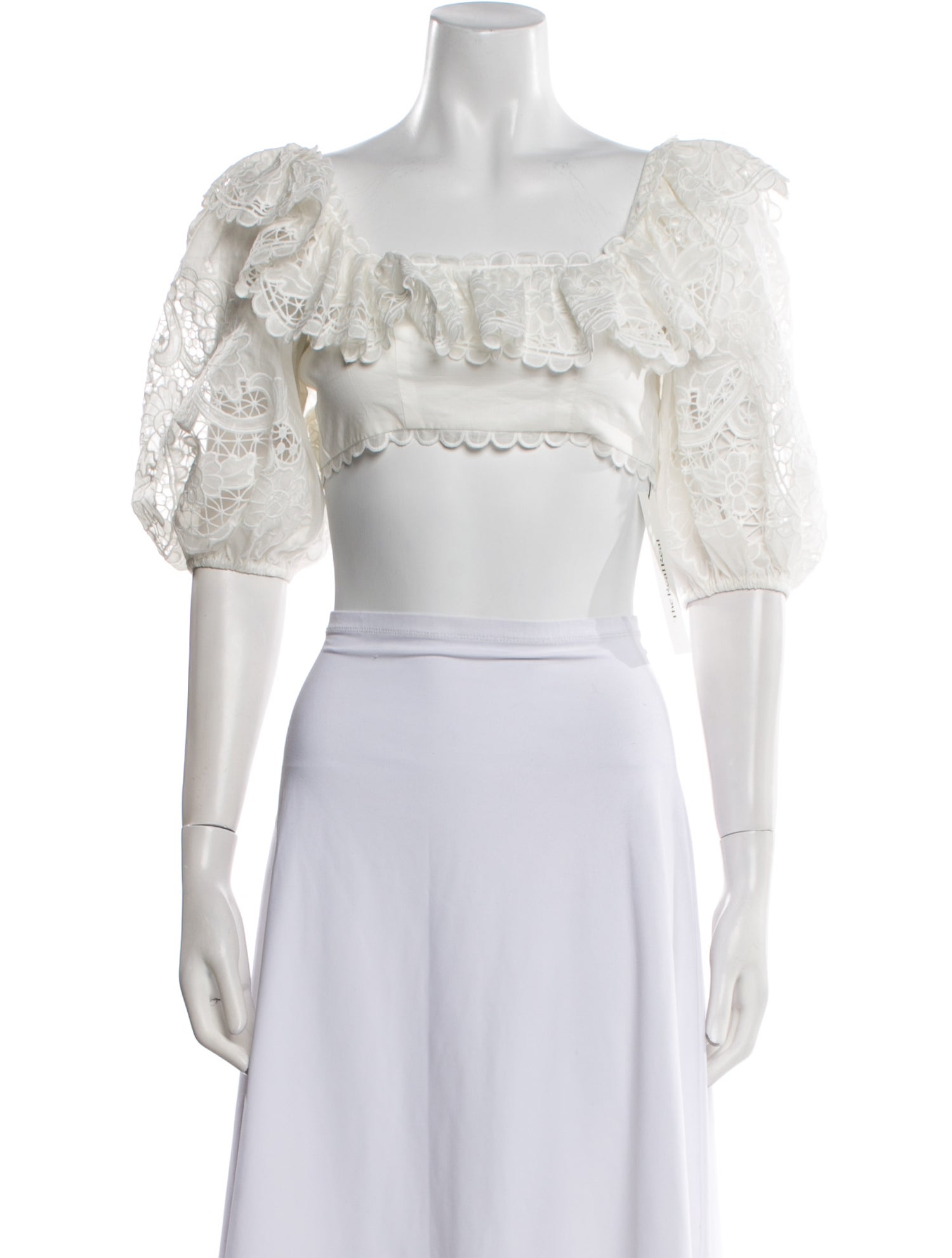 Zimmermann Square Neckline Three-Quarter Sleeve Crop Top