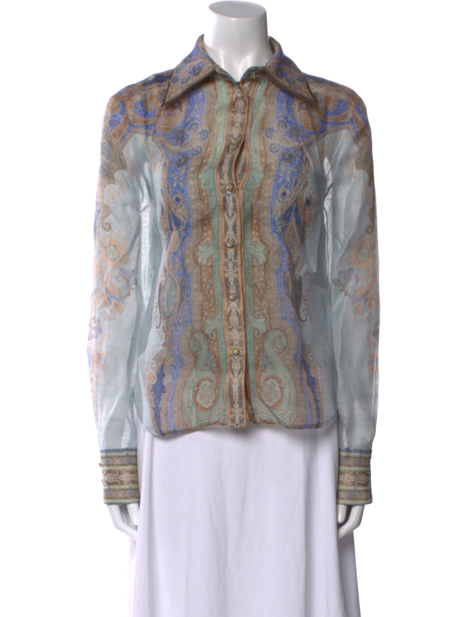 Zimmermann Linen Paisley Print Button-Up Top