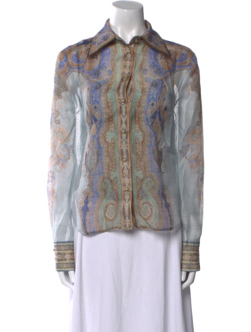 Zimmermann Linen Paisley Print Button-Up Top