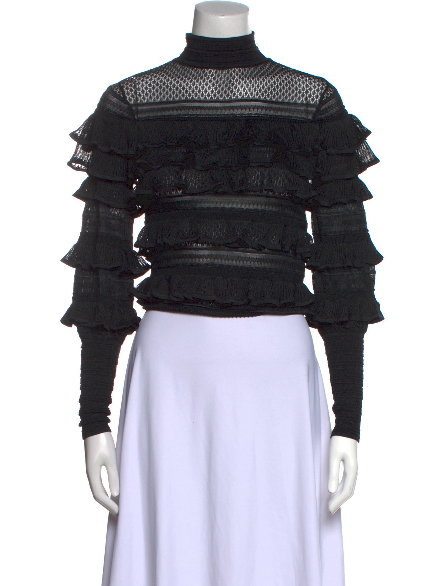 Zimmermann Mock Neck Long Sleeve Crop Top