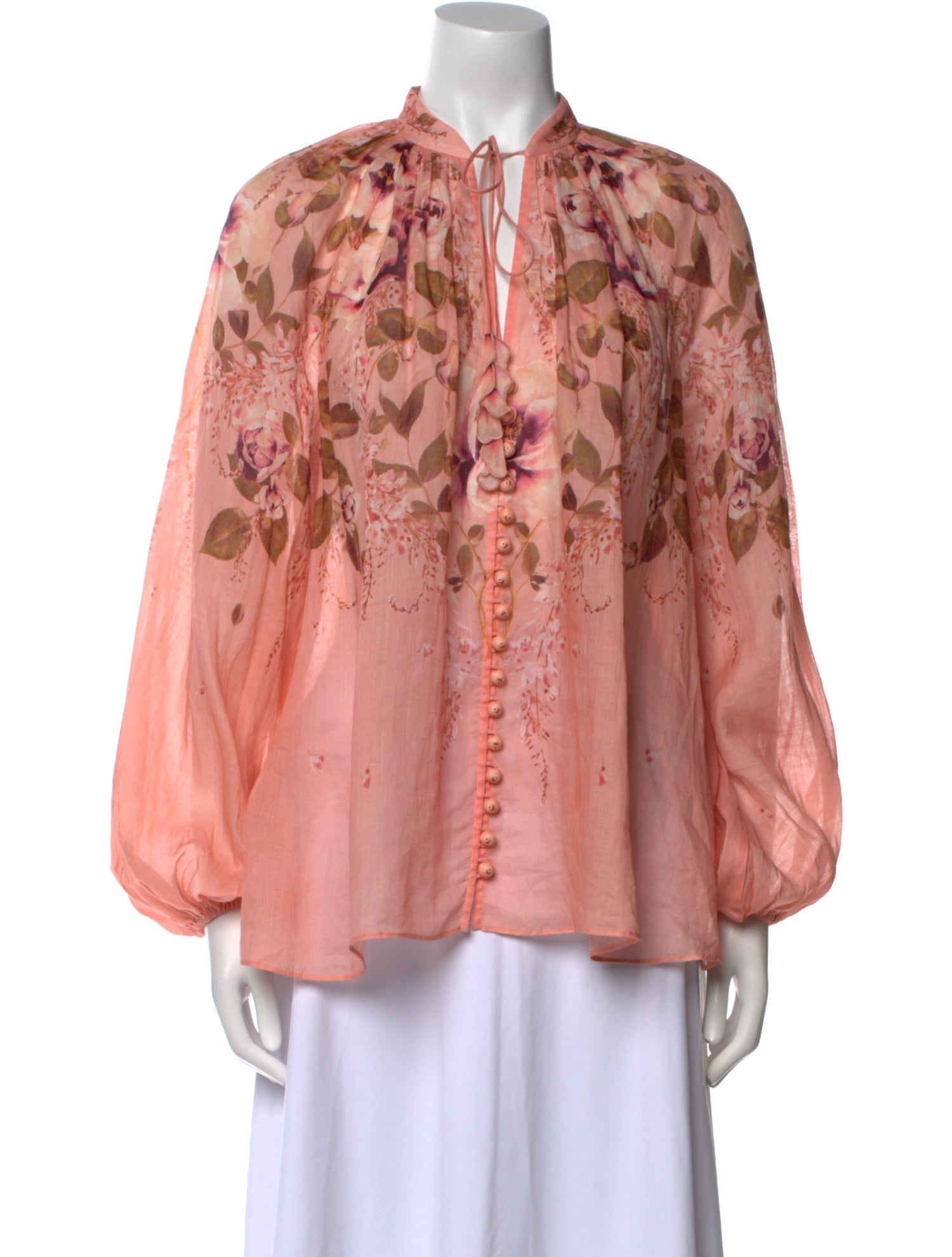 Zimmermann Mock Neck Long Sleeve Blouse