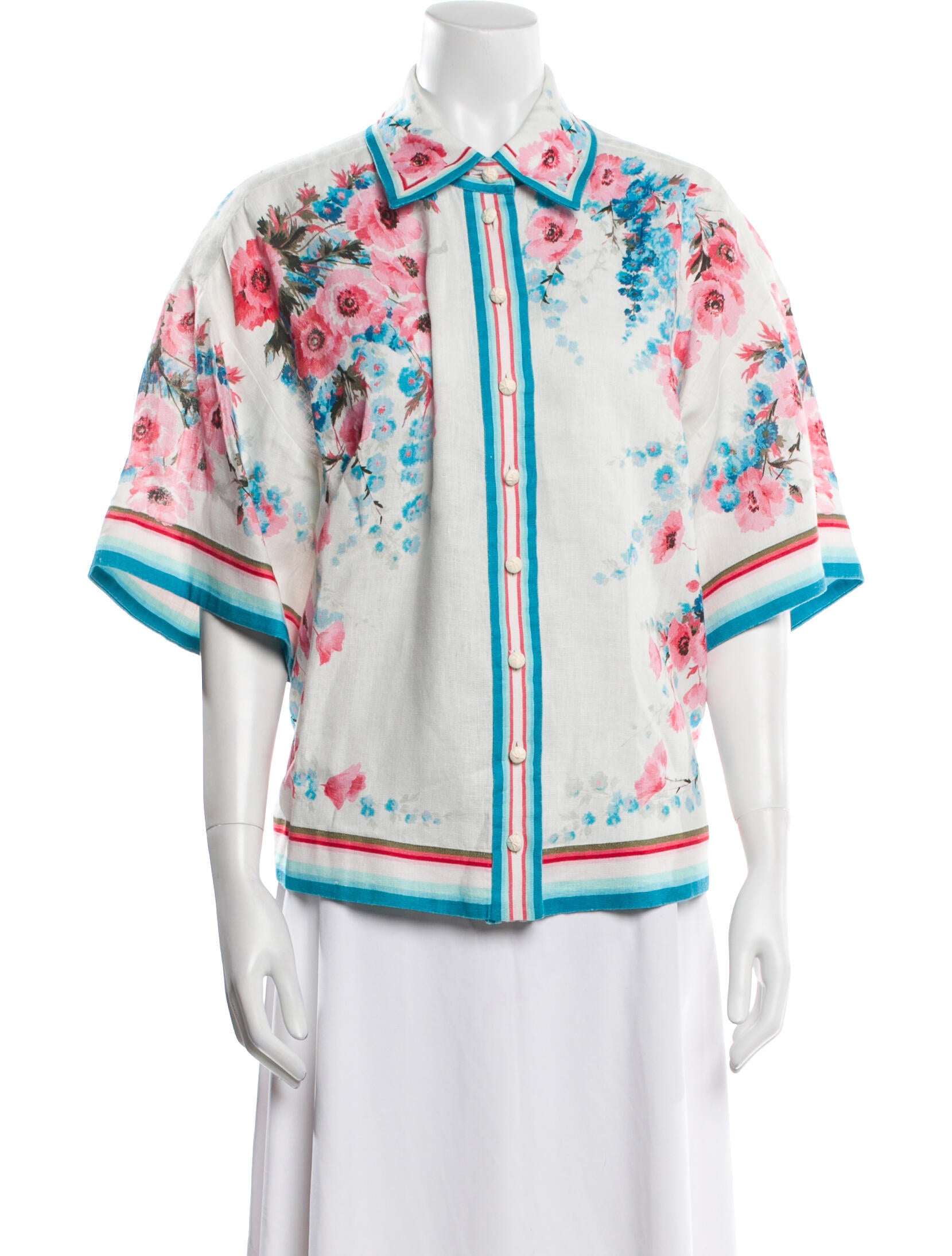Zimmermann Linen Printed Button-Up Top
