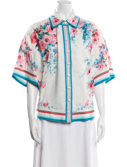 Zimmermann Linen Printed Button-Up Top