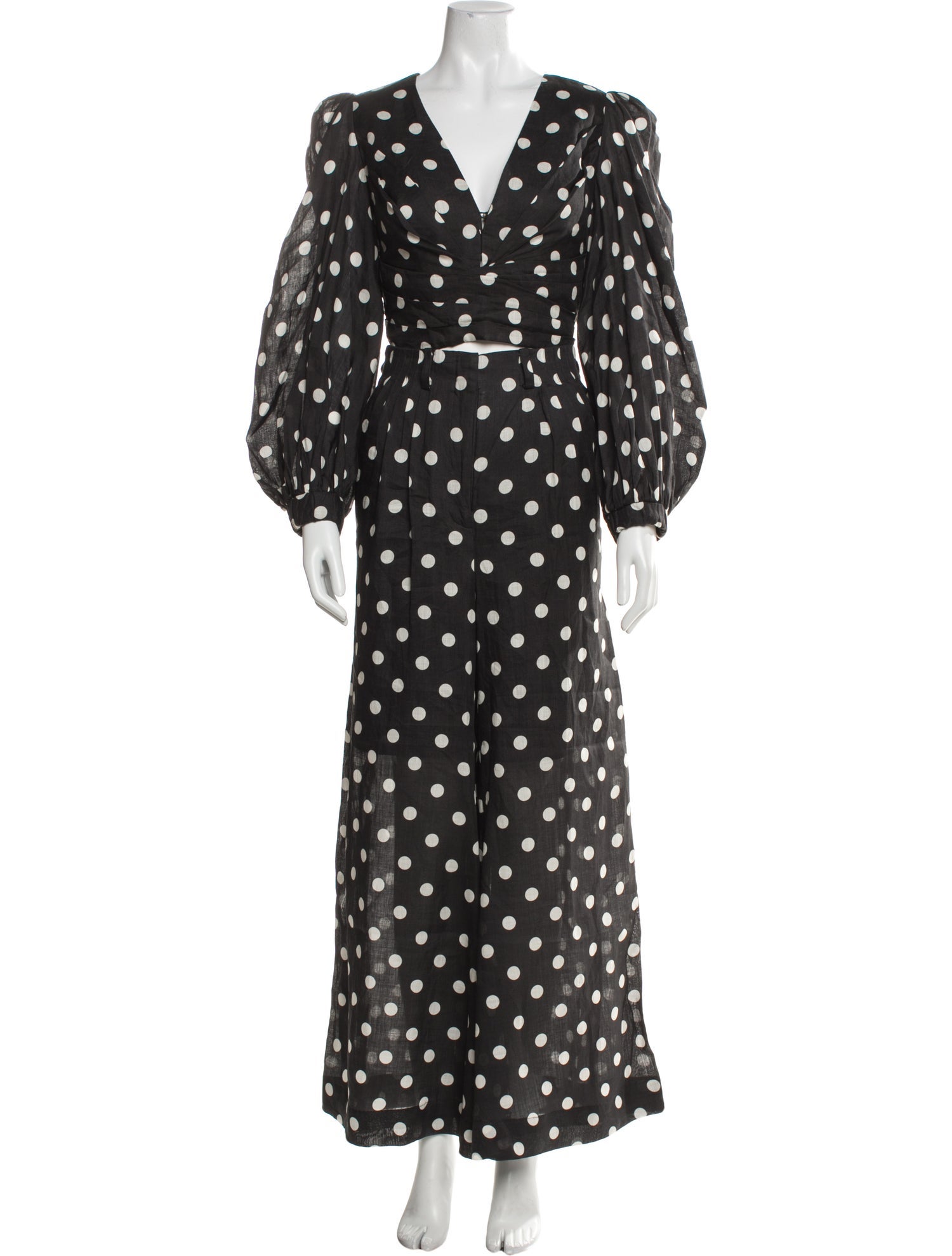 Zimmermann Linen Polka Dot Print Pant Set