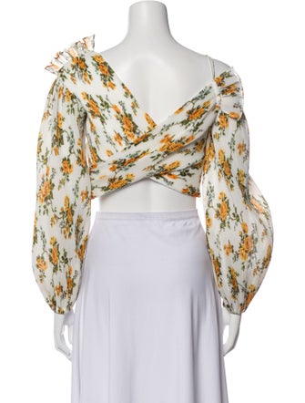 Zimmermann Floral Print V-Neck Crop Top