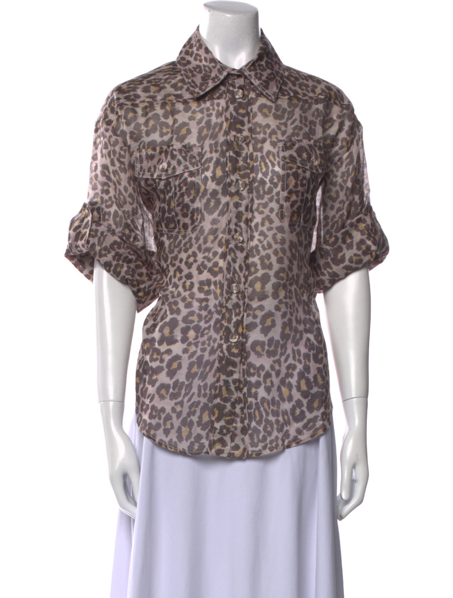 Zimmermann Silk Animal Print Button-Up Top