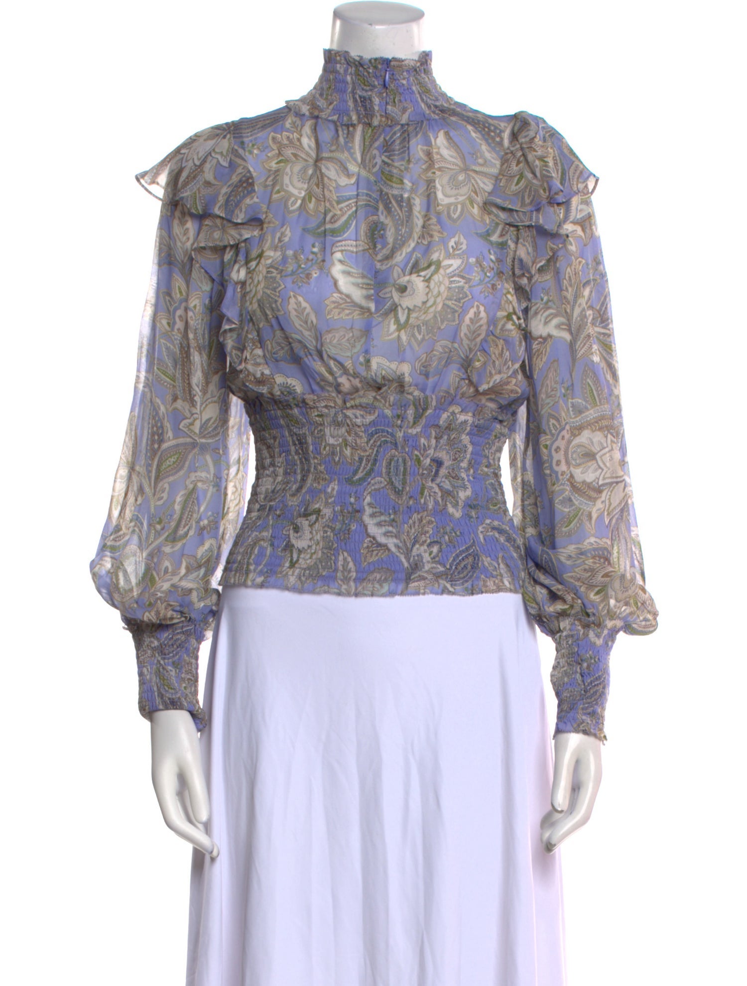 Zimmermann Paisley Print Mock Neck Blouse