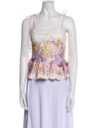 Zimmermann Linen Floral Print Crop Top