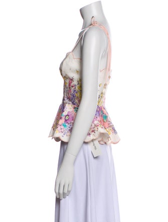 Zimmermann Linen Floral Print Crop Top