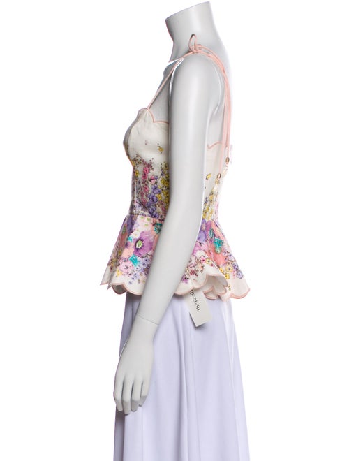 Zimmermann Linen Floral Print Crop Top