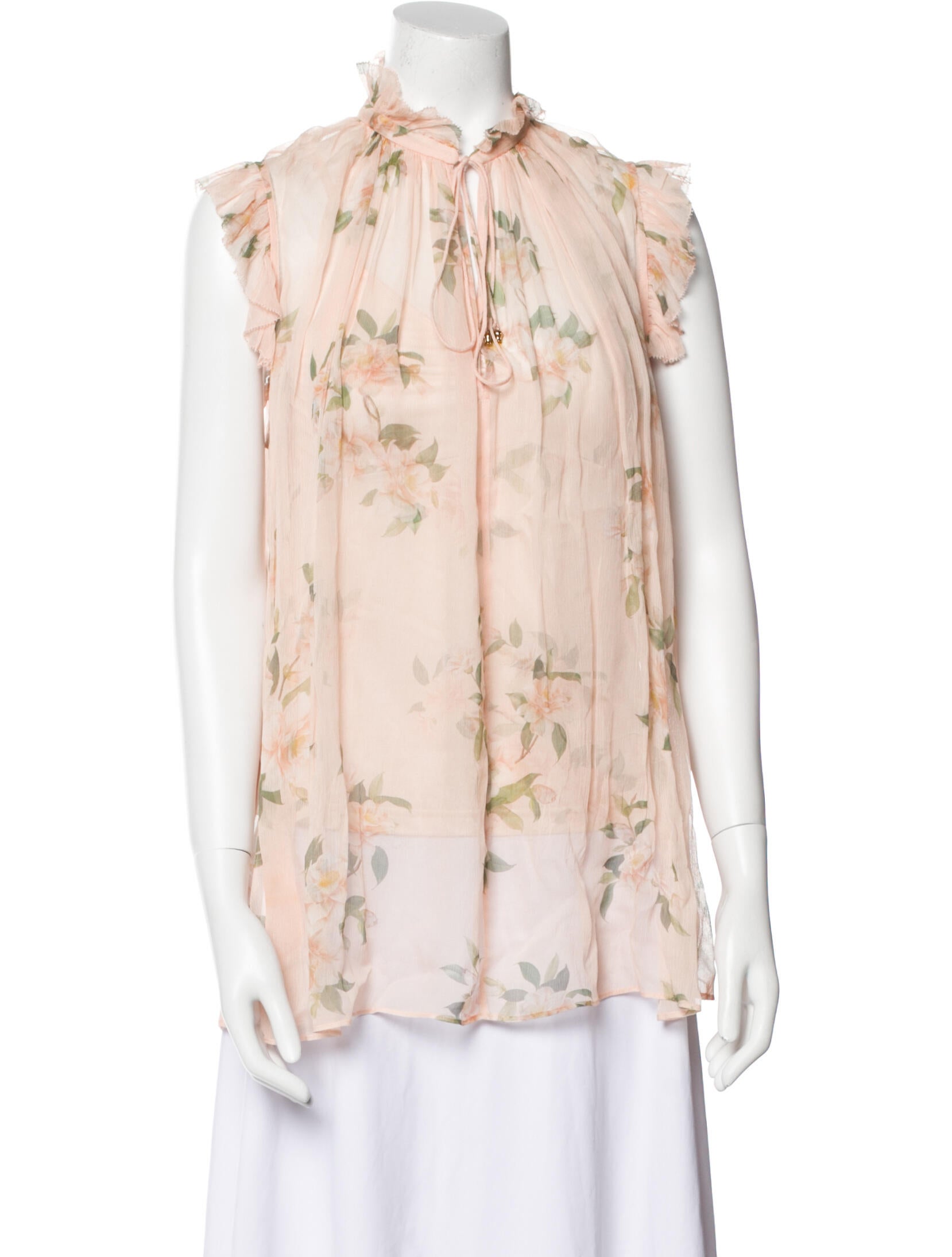 Zimmermann Floral Print Mock Neck Blouse