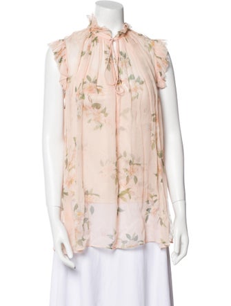 Zimmermann Floral Print Mock Neck Blouse