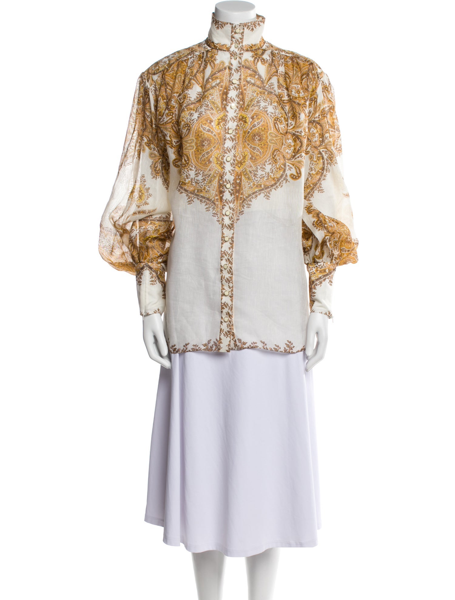 Zimmermann Linen Floral Print Button-Up Top