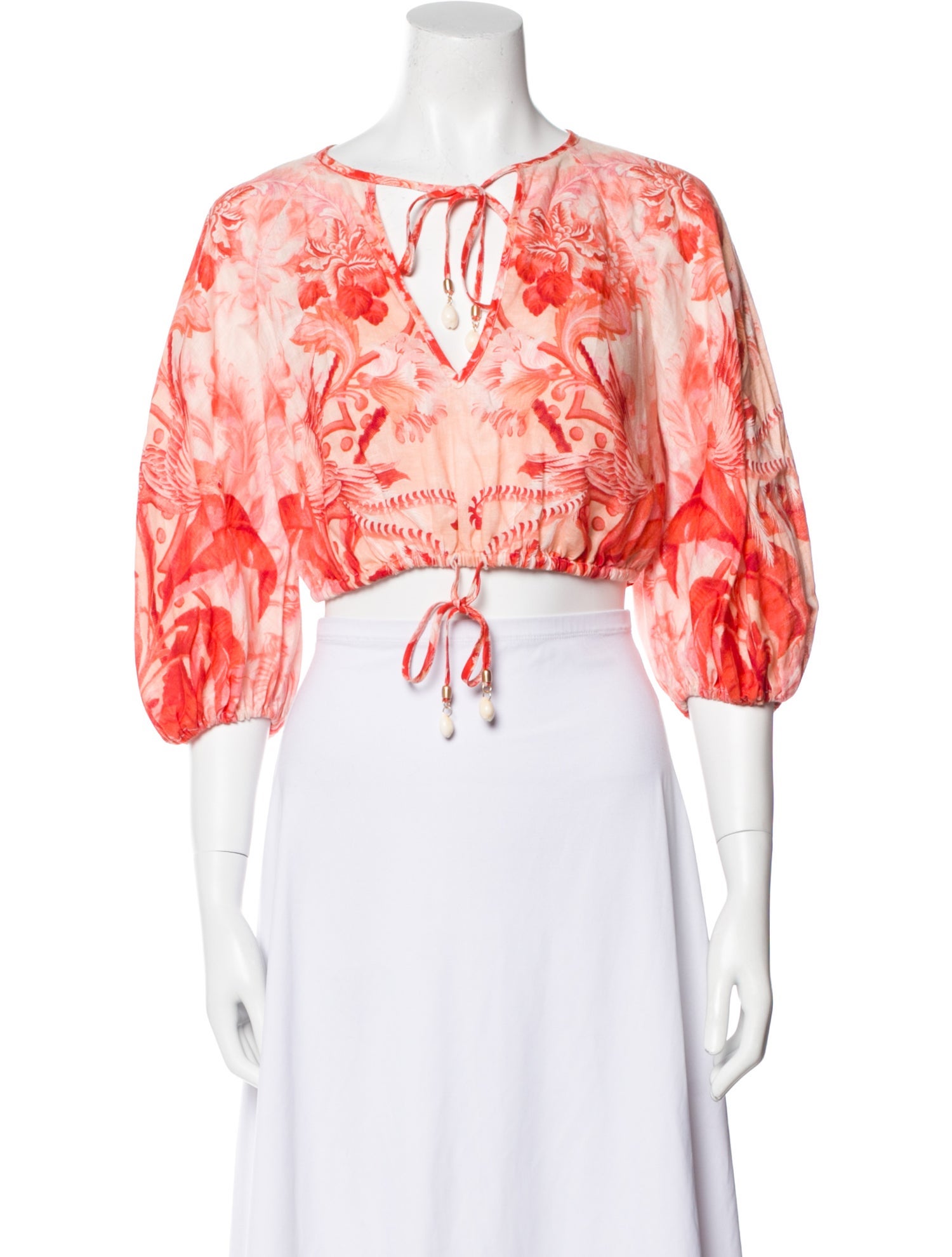 Zimmermann Linen Floral Print Crop Top