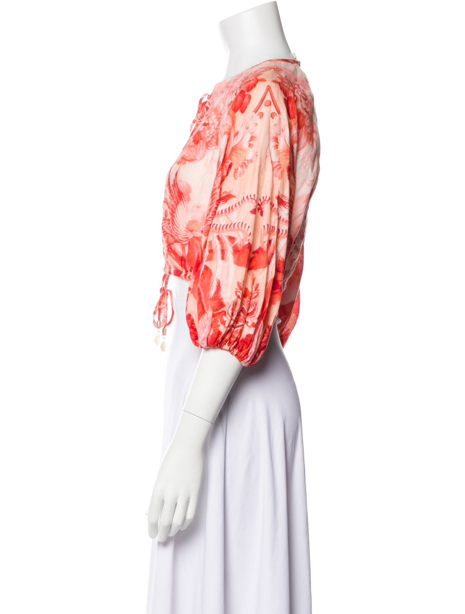 Zimmermann Linen Floral Print Crop Top