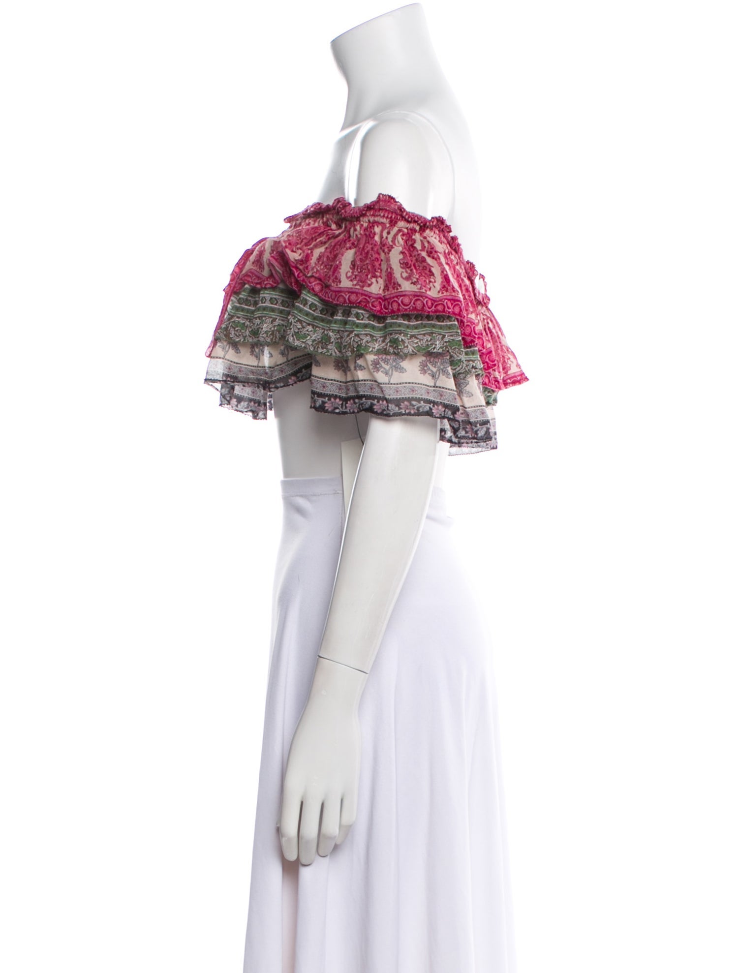 Zimmermann Printed Off-The-Shoulder Crop Top