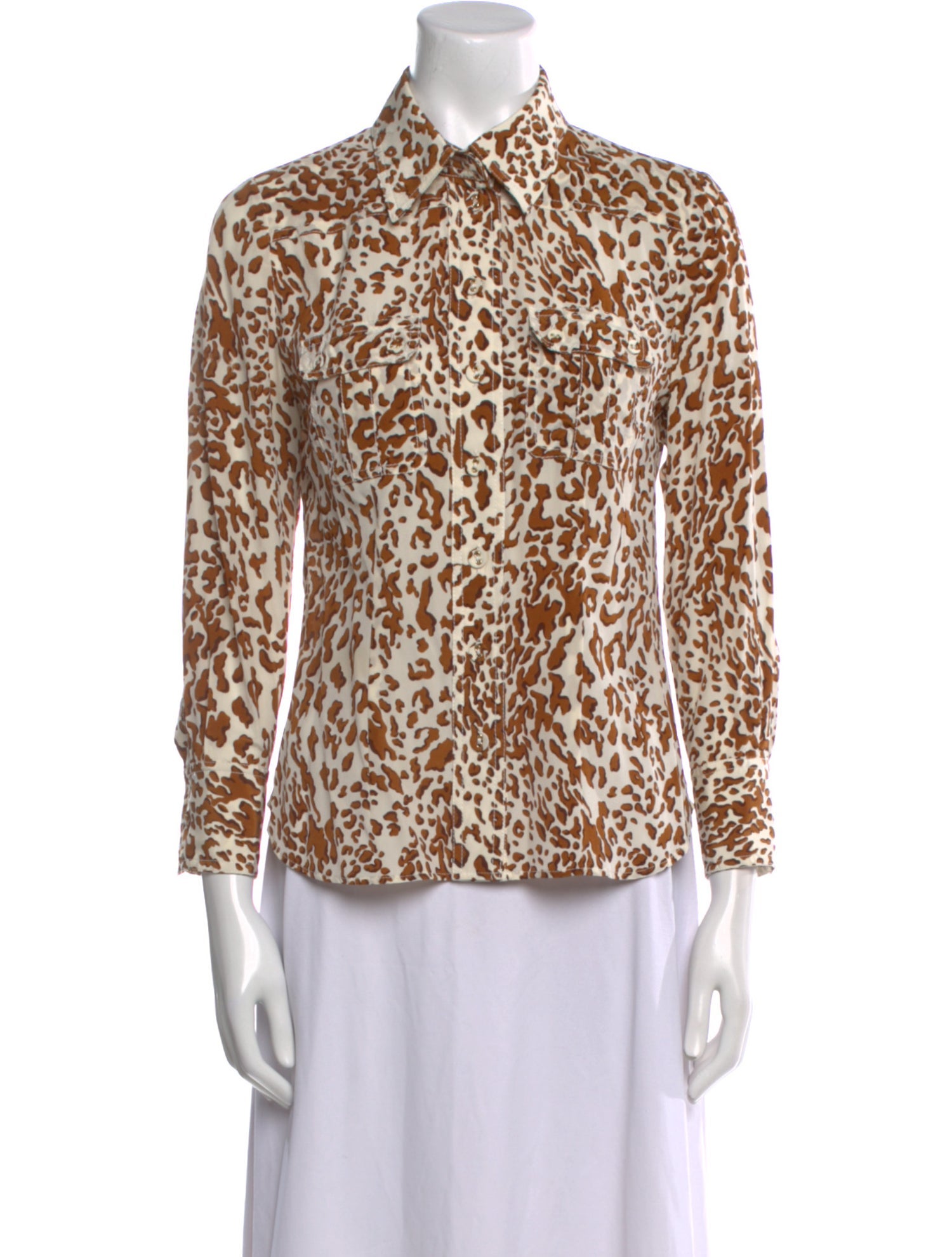 Zimmermann Silk Animal Print Button-Up Top