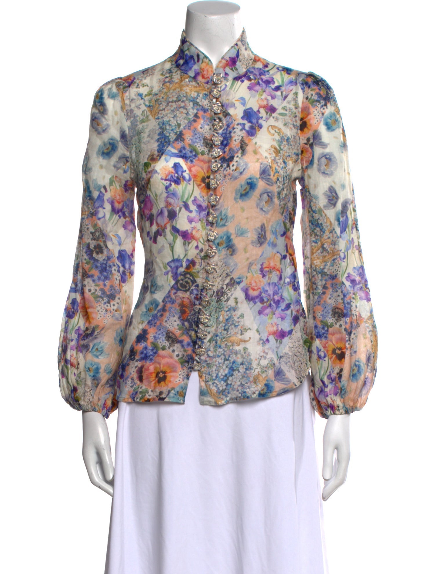Zimmermann Floral Print Long Sleeve Blouse