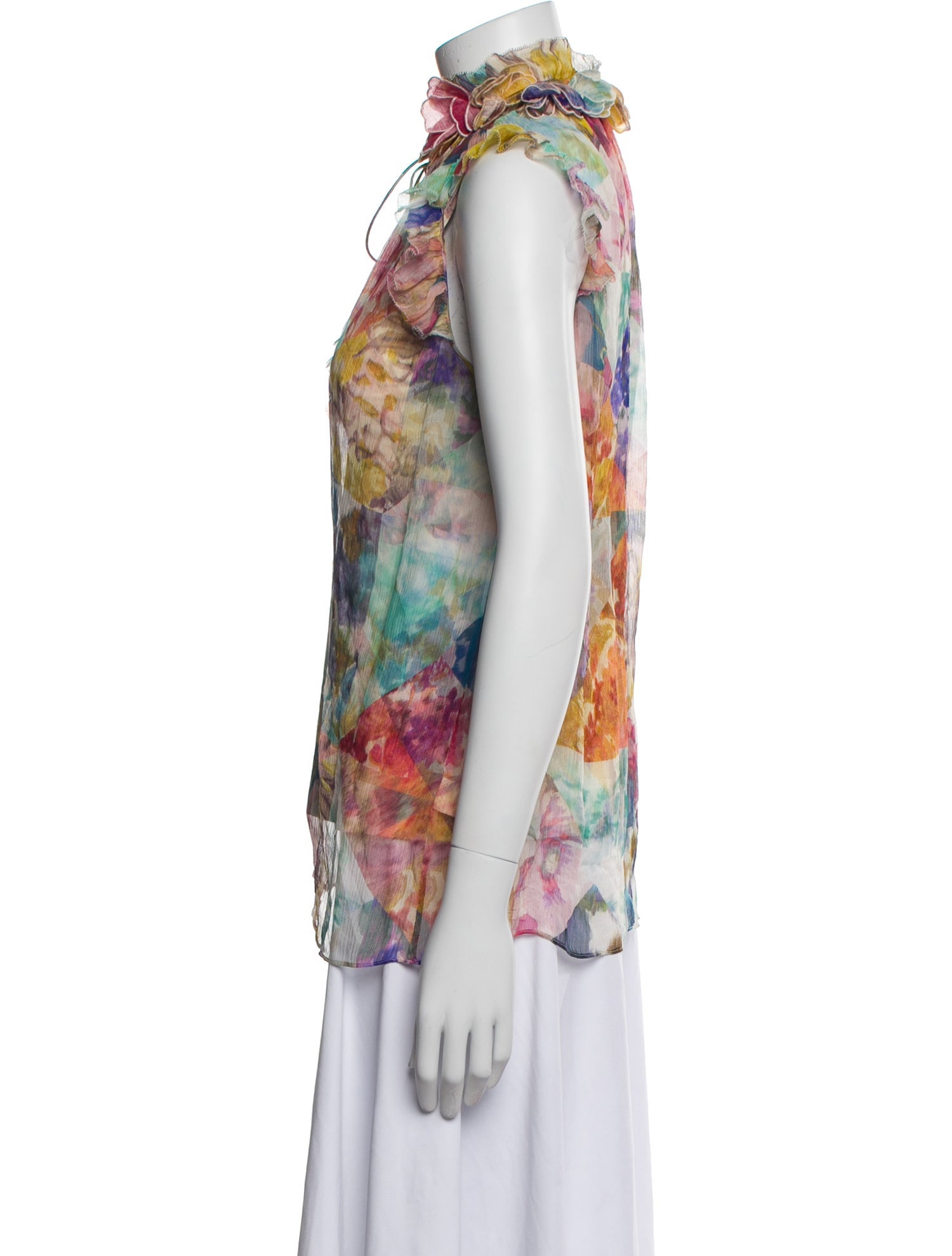 Zimmermann Floral Print Mock Neck Blouse