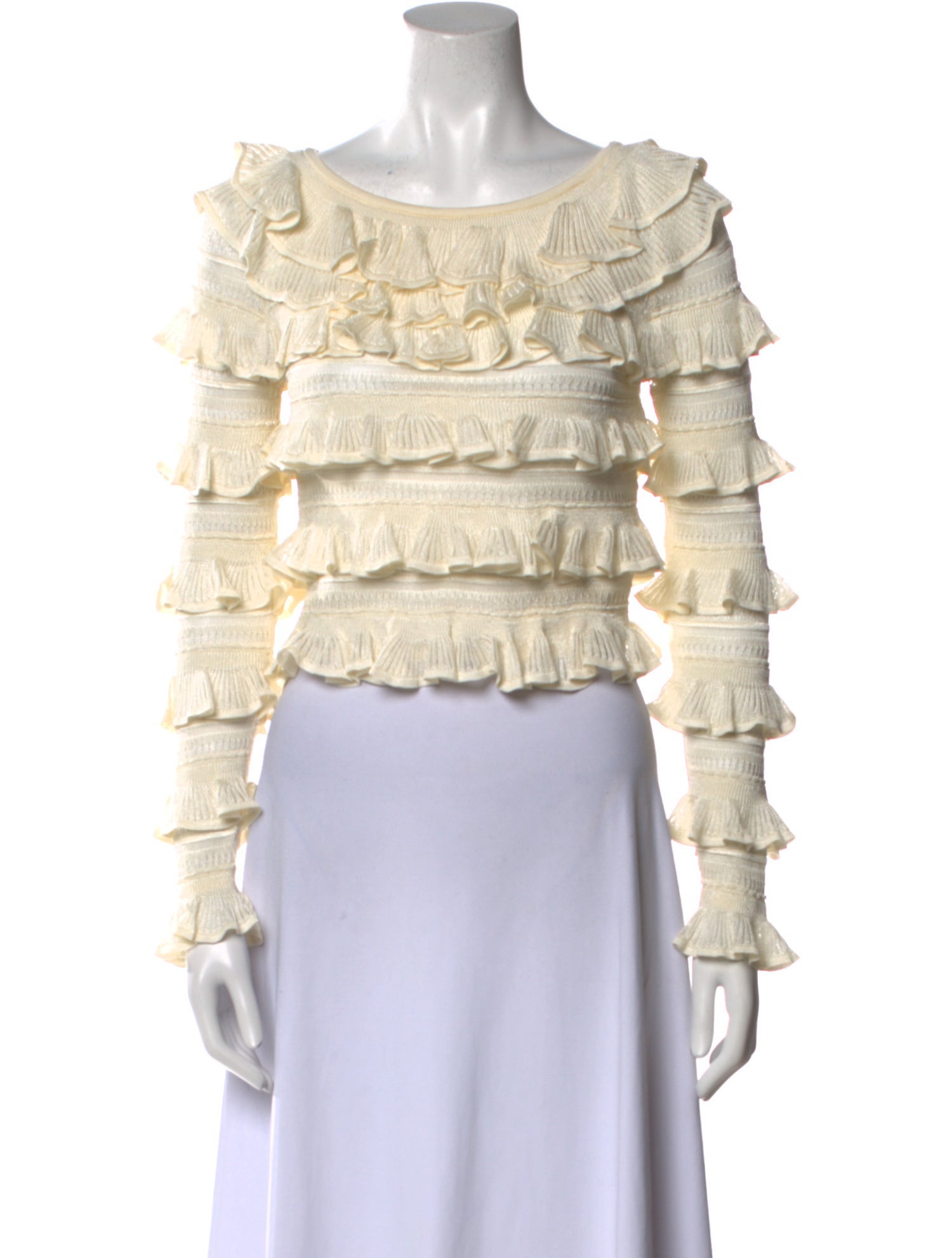 Zimmermann Scoop Neck Long Sleeve Crop Top