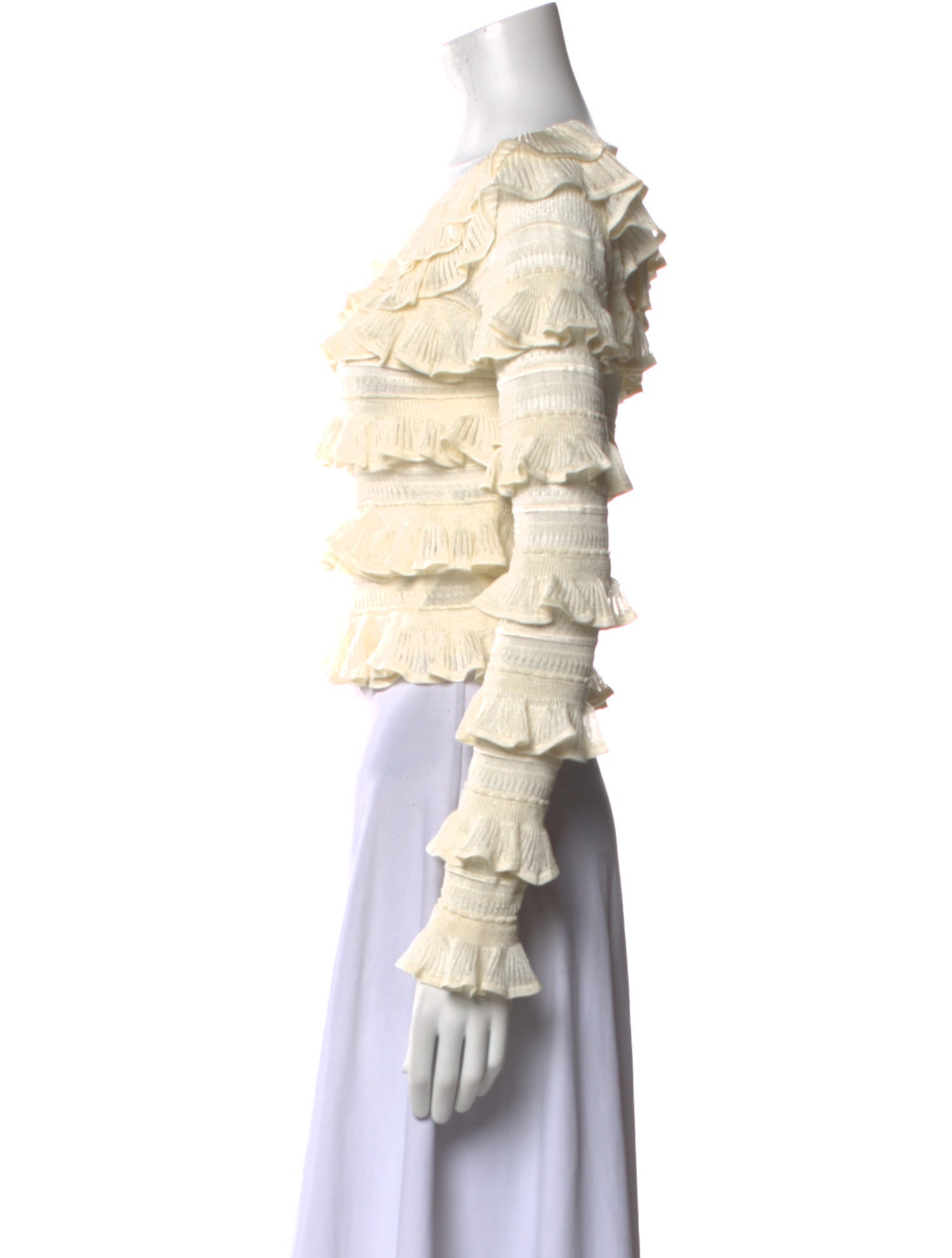 Zimmermann Scoop Neck Long Sleeve Crop Top