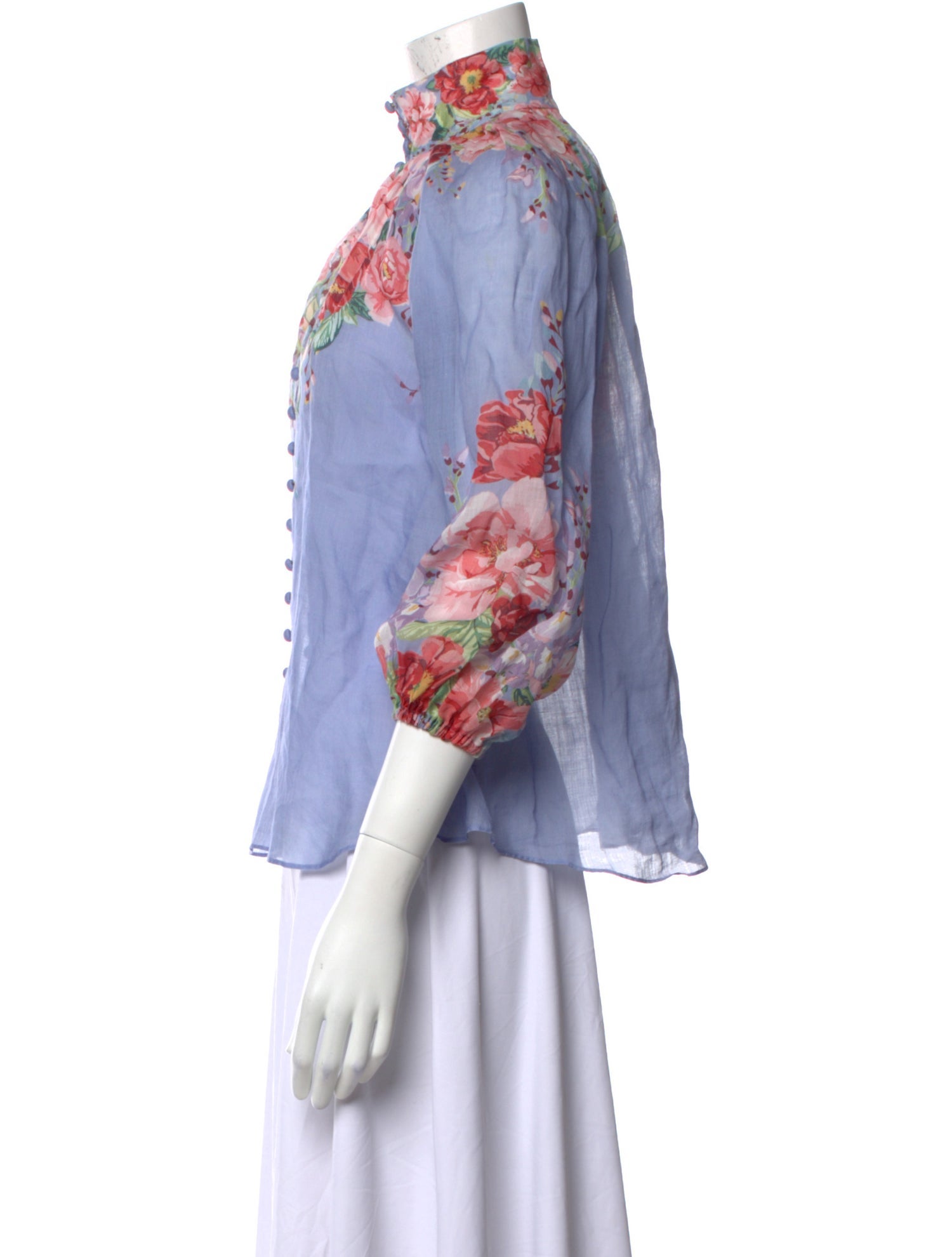 Zimmermann Floral Print Mock Neck Blouse