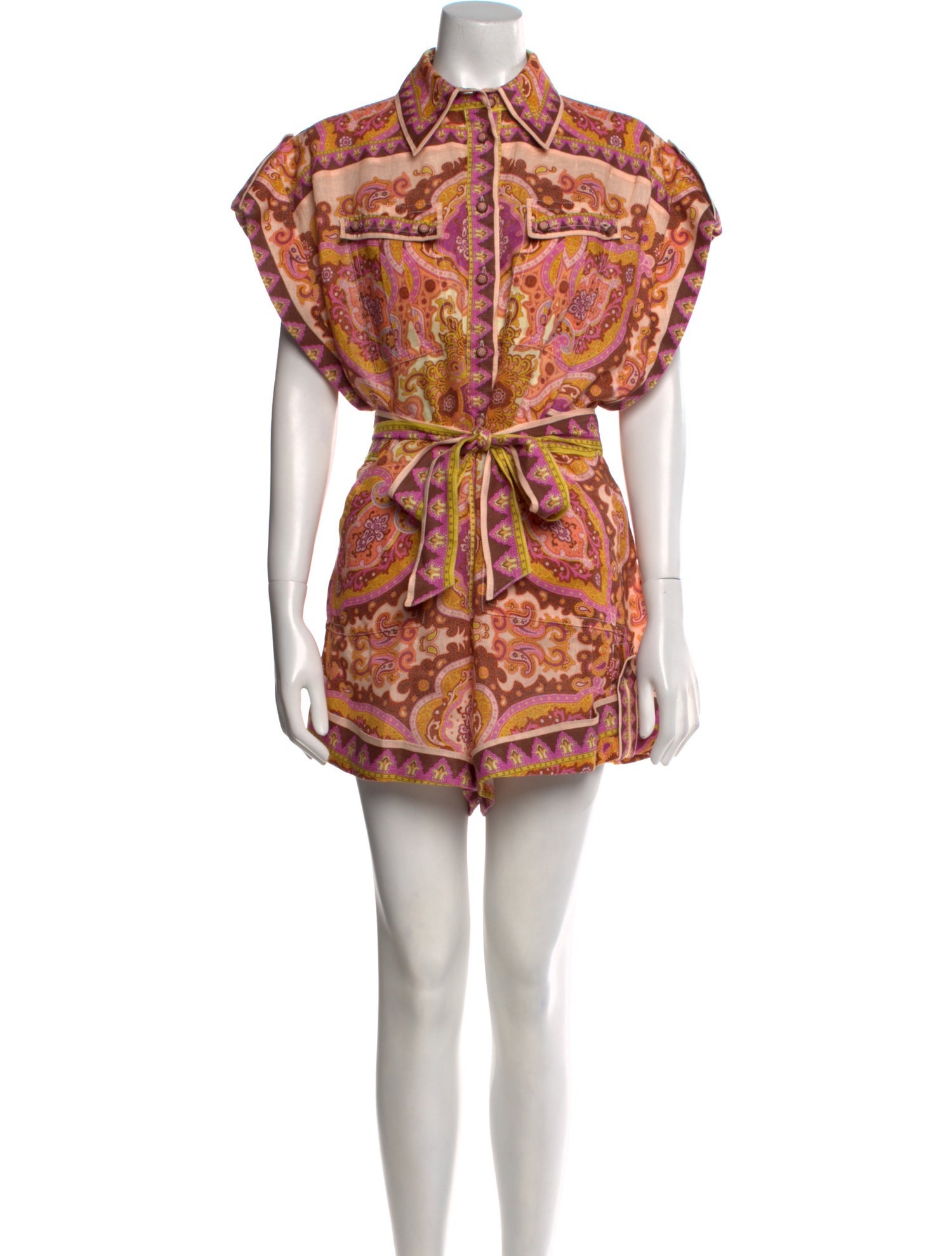 Zimmermann Linen Paisley Print Romper