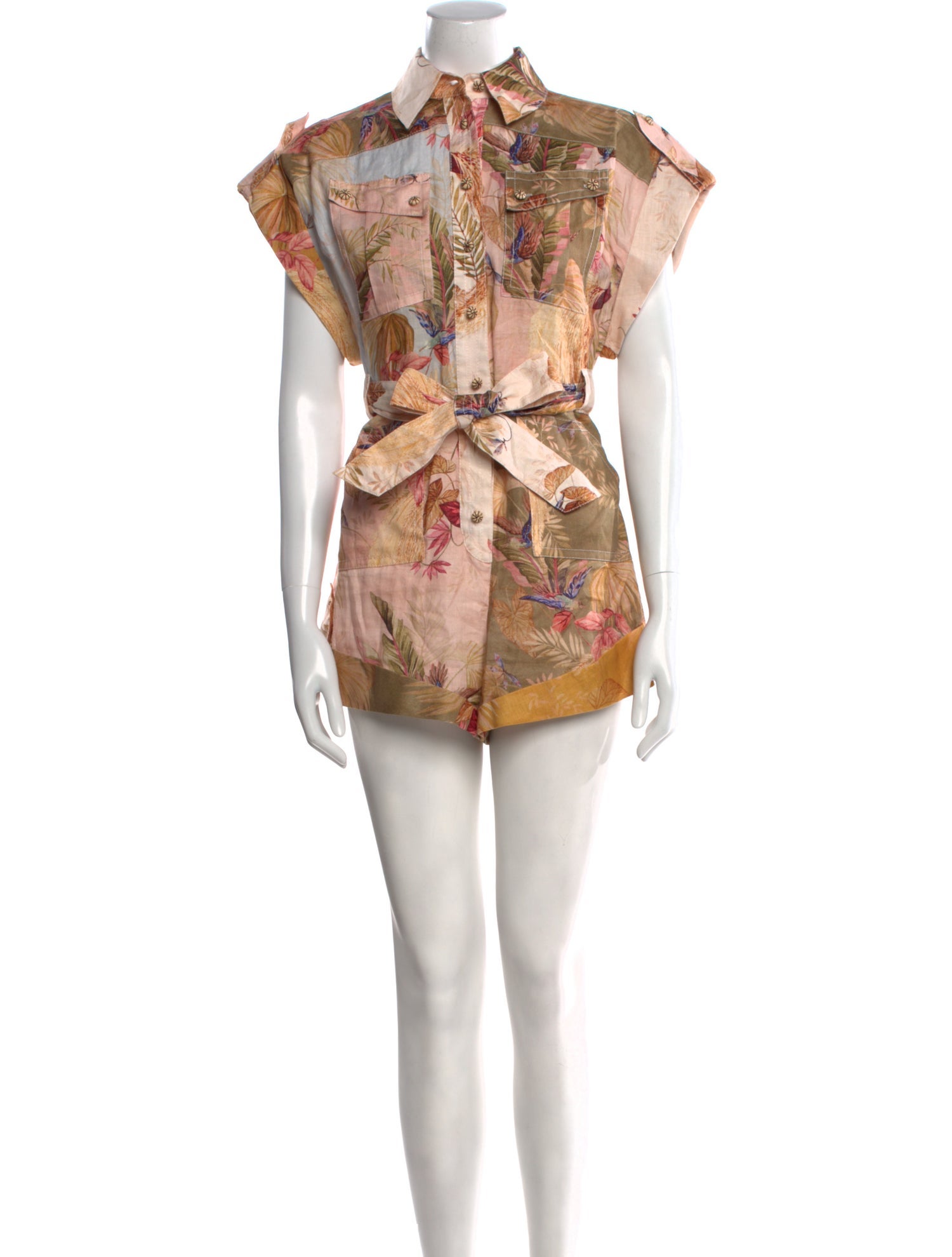 Zimmermann Linen Floral Print Romper