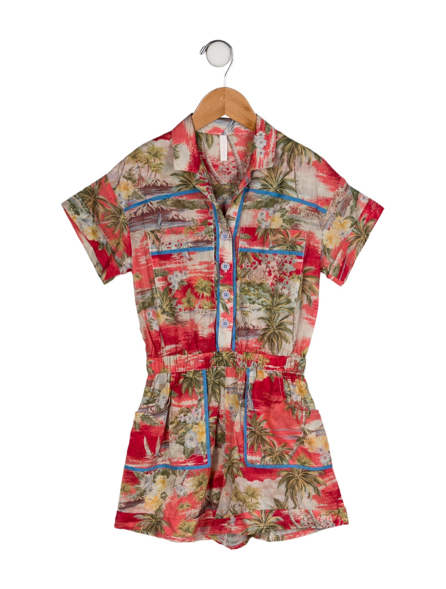 Zimmermann Girls' Pattern Printed Short Sleeve Romper