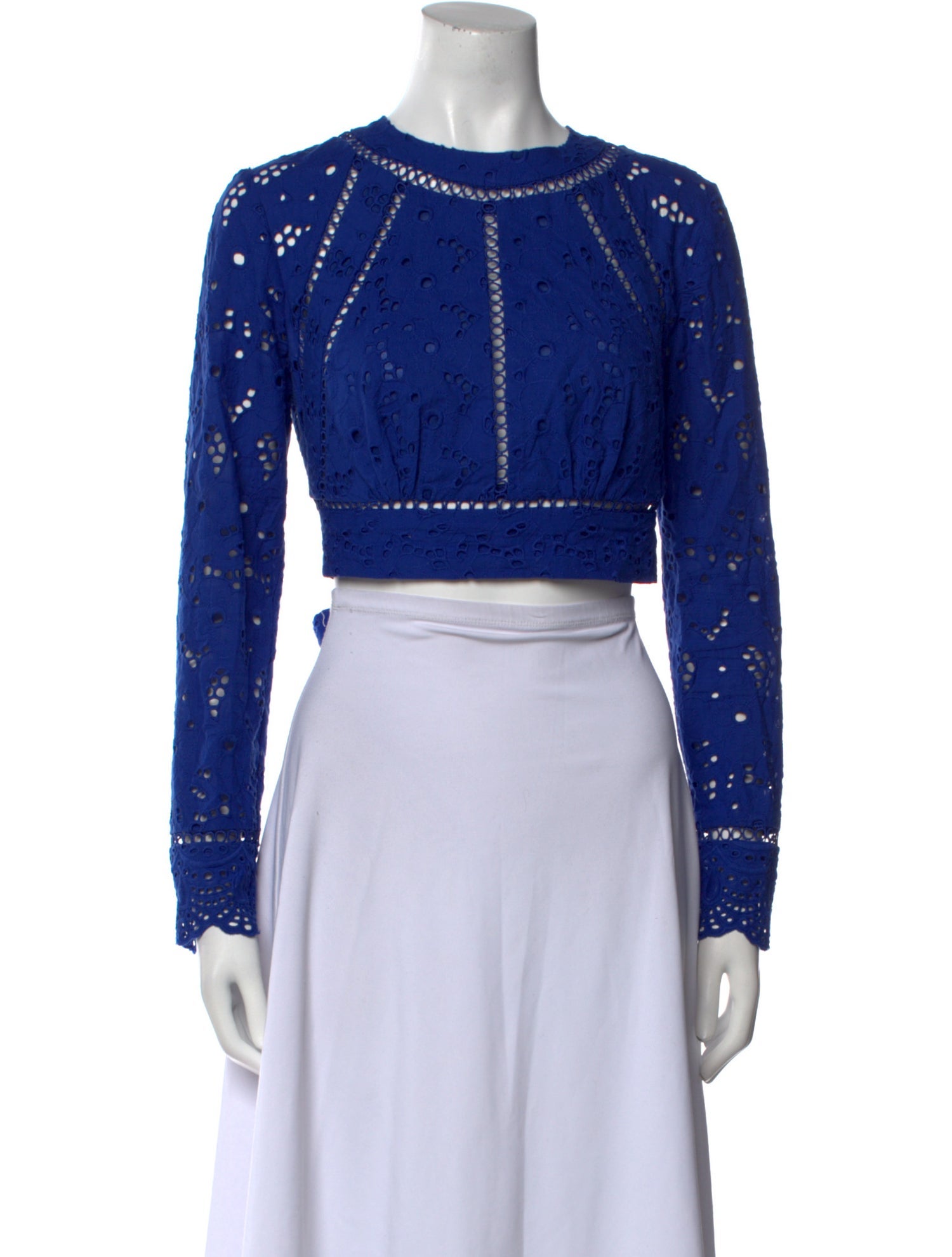 Zimmermann Crew Neck Long Sleeve Crop Top